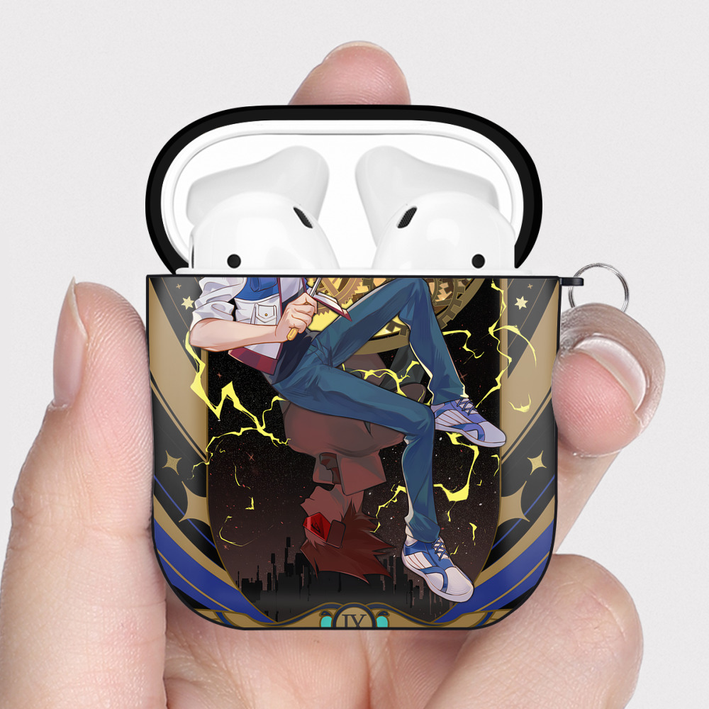 （画像用） 遊☆戯☆王 Yu-Gi-Oh! AirPods 第2世代保護ケース ハードシェル ブラック 耐衝撃・防指紋・カラビナ付き