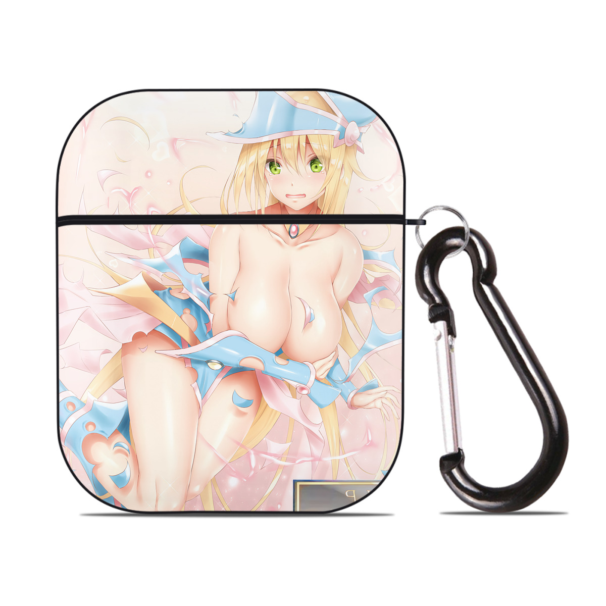 （画像用） 遊☆戯☆王 Yu-Gi-Oh! AirPods 第2世代保護ケース ハードシェル ブラック 耐衝撃・防指紋・カラビナ付き