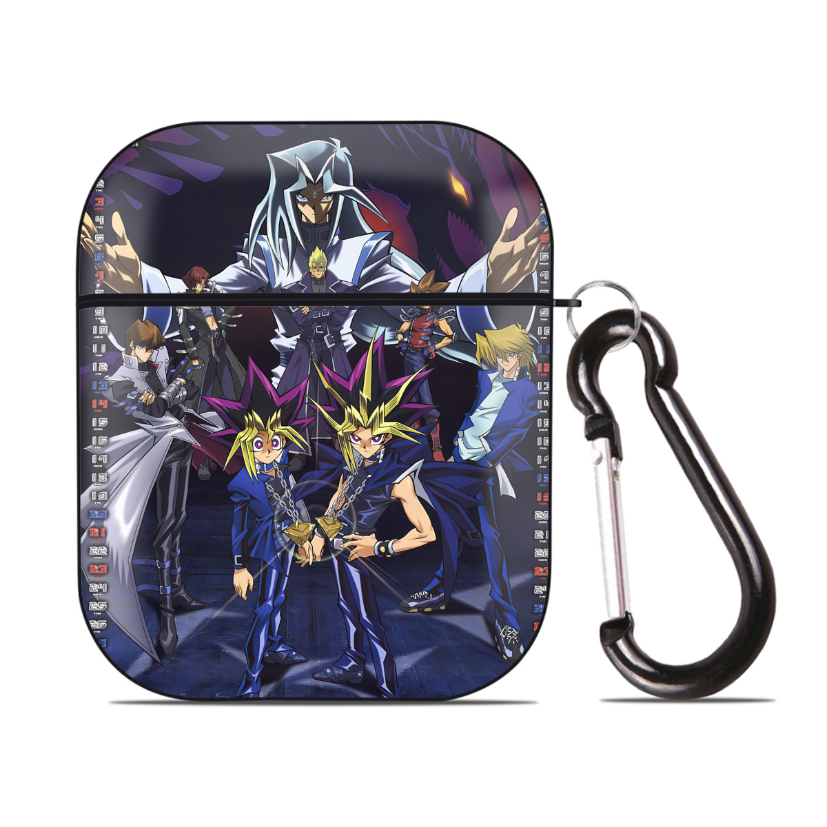 （画像用） 遊☆戯☆王 Yu-Gi-Oh! AirPods 第2世代保護ケース ハードシェル ブラック 耐衝撃・防指紋・カラビナ付き