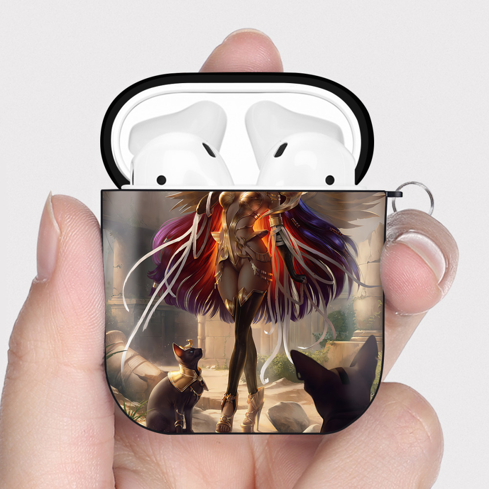 （画像用） 遊☆戯☆王 Yu-Gi-Oh! AirPods 第2世代保護ケース ハードシェル ブラック 耐衝撃・防指紋・カラビナ付き