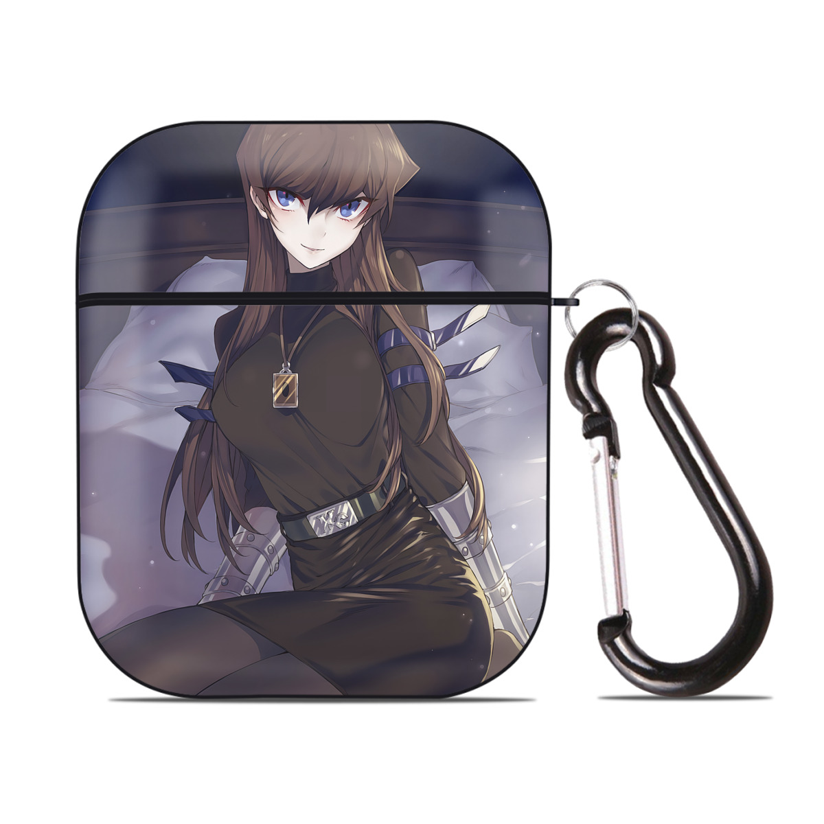 （画像用） 遊☆戯☆王 Yu-Gi-Oh! AirPods 第2世代保護ケース ハードシェル ブラック 耐衝撃・防指紋・カラビナ付き