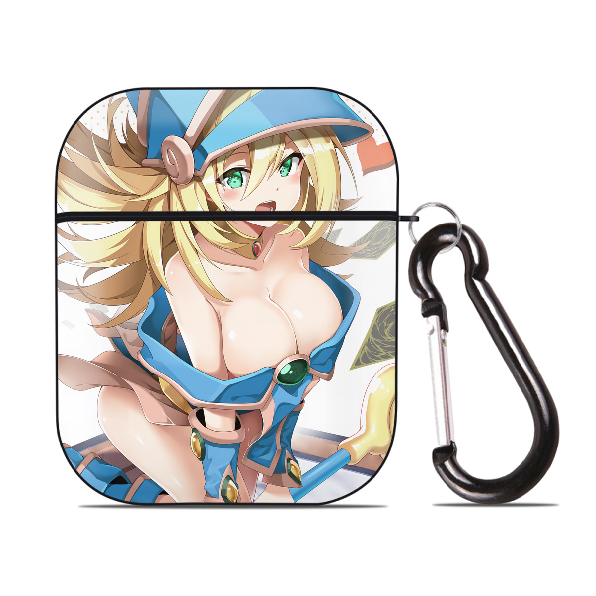 （画像用） 遊☆戯☆王 Yu-Gi-Oh! AirPods 第2世代保護ケース ハードシェル ブラック 耐衝撃・防指紋・カラビナ付き
