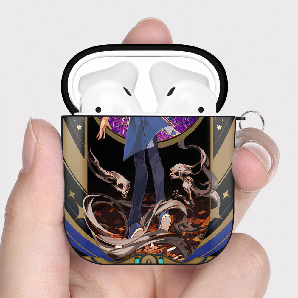 （画像用） 遊☆戯☆王 Yu-Gi-Oh! AirPods 第2世代保護ケース ハードシェル ブラック 耐衝撃・防指紋・カラビナ付き