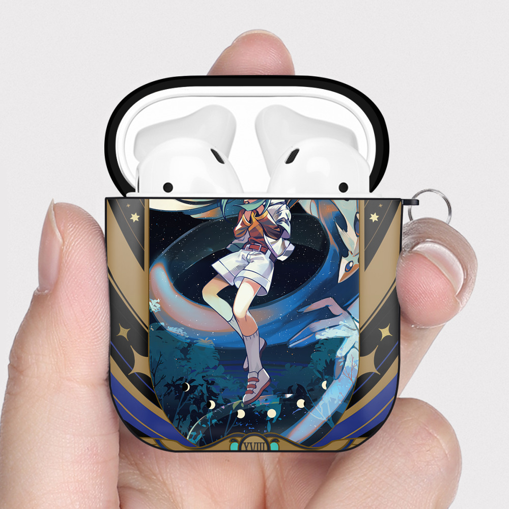 （画像用） 遊☆戯☆王 Yu-Gi-Oh! AirPods 第2世代保護ケース ハードシェル ブラック 耐衝撃・防指紋・カラビナ付き