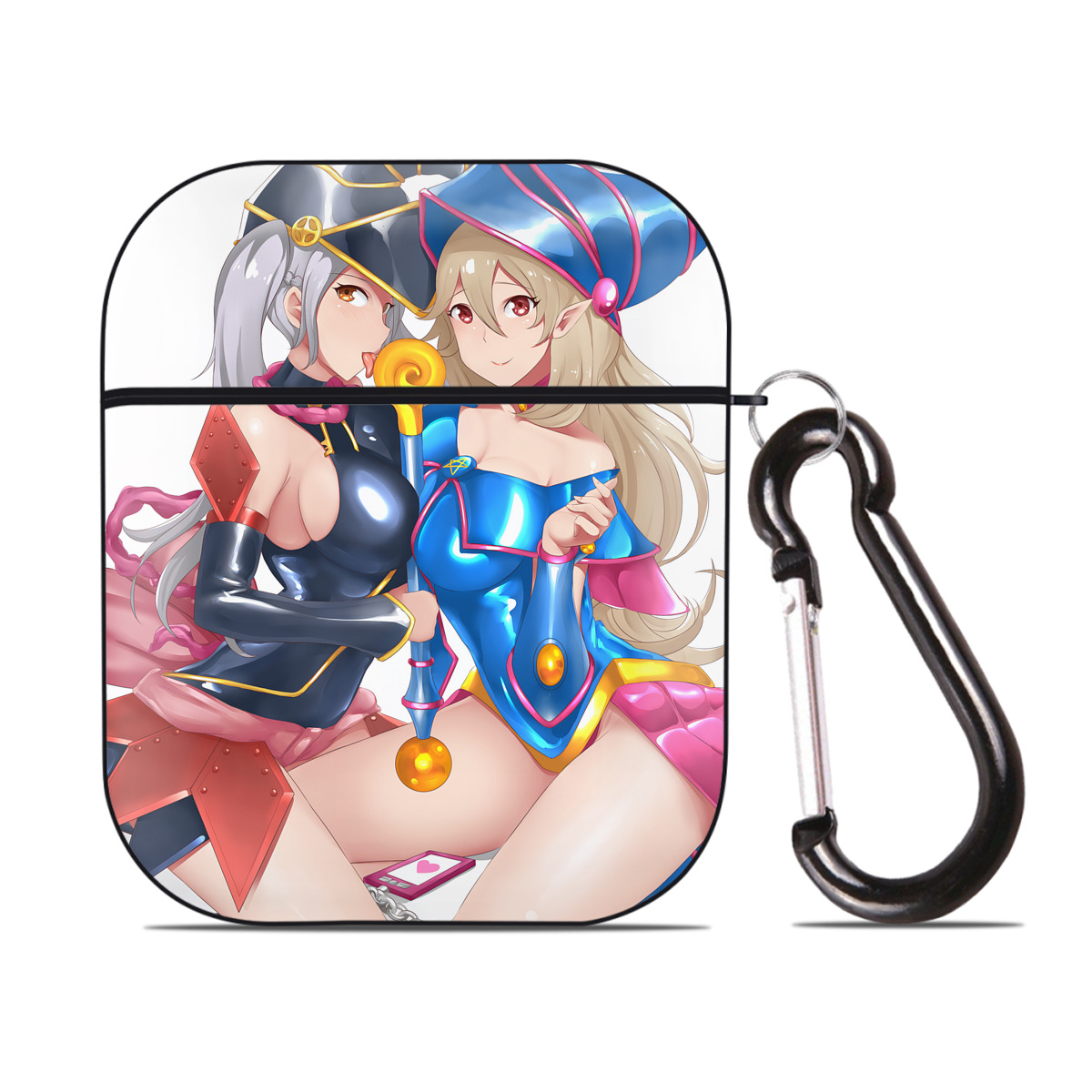 （画像用） 遊☆戯☆王 Yu-Gi-Oh! AirPods 第2世代保護ケース ハードシェル ブラック 耐衝撃・防指紋・カラビナ付き