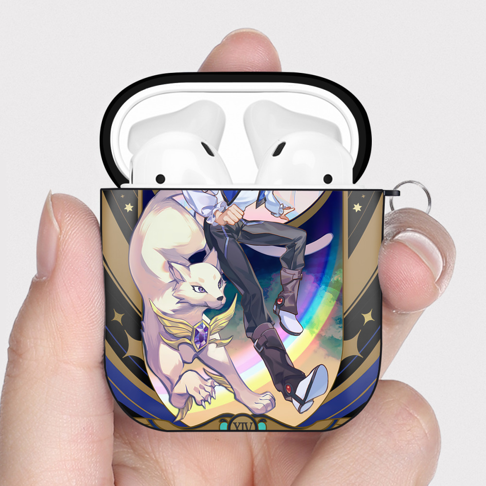 （画像用） 遊☆戯☆王 Yu-Gi-Oh! AirPods 第2世代保護ケース ハードシェル ブラック 耐衝撃・防指紋・カラビナ付き