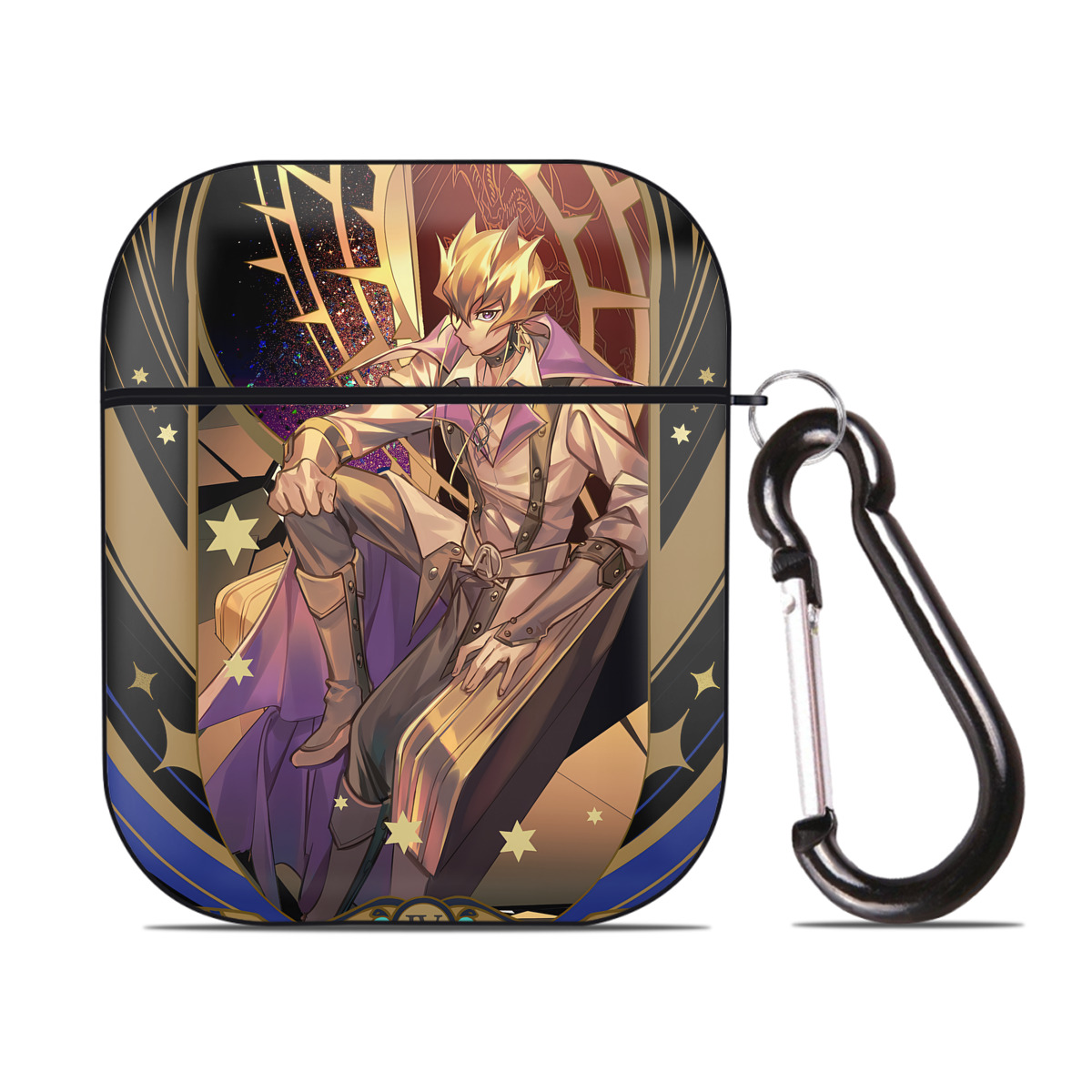 （画像用） 遊☆戯☆王 Yu-Gi-Oh! AirPods 第2世代保護ケース ハードシェル ブラック 耐衝撃・防指紋・カラビナ付き