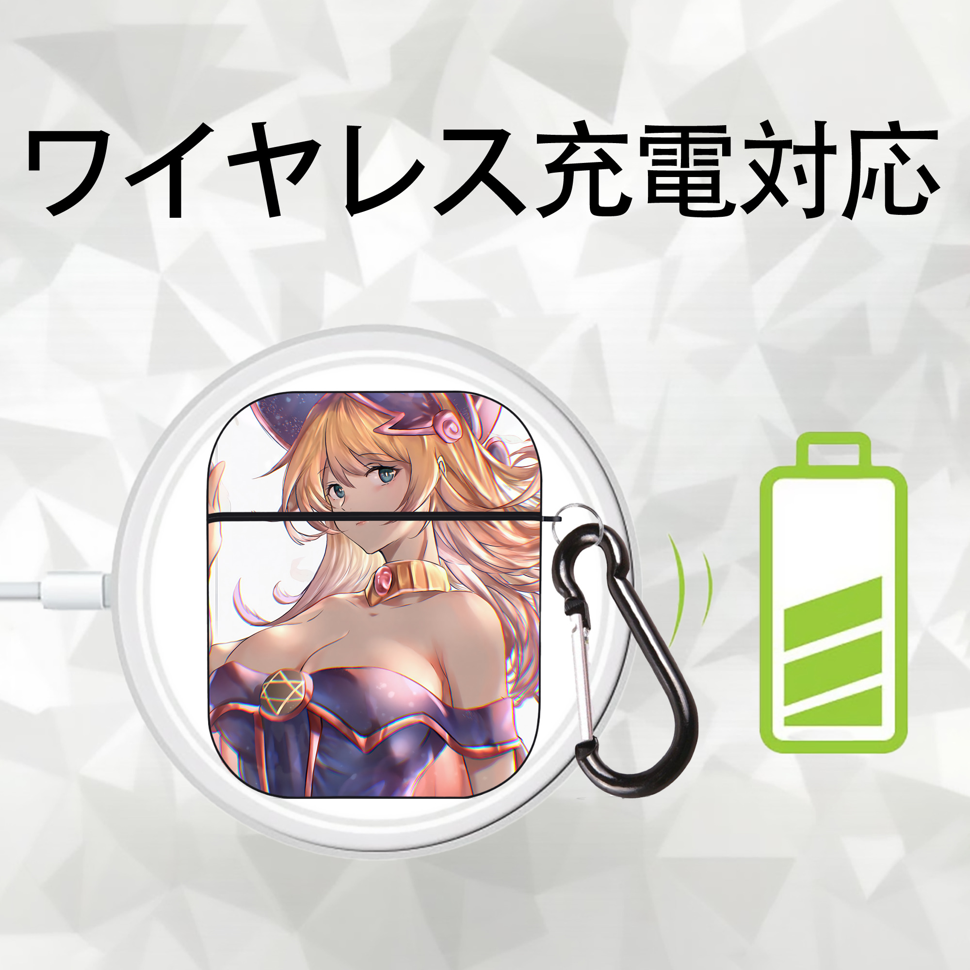 遊☆戯☆王 Yu-Gi-Oh! AirPods 第2世代保護ケース ハードシェル ブラック 耐衝撃・防指紋・カラビナ付き