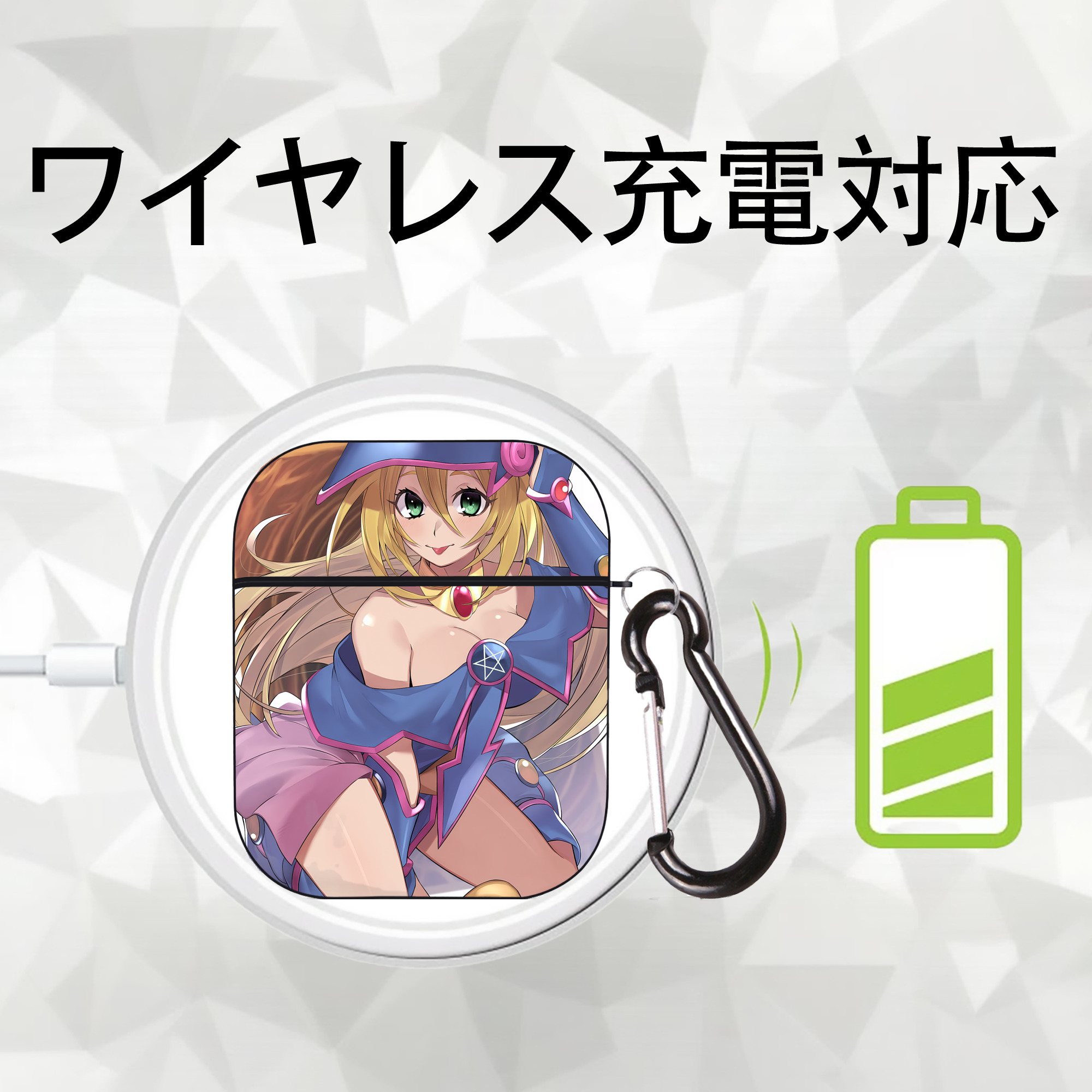 遊☆戯☆王 Yu-Gi-Oh! AirPods 第2世代保護ケース ハードシェル ブラック 耐衝撃・防指紋・カラビナ付き
