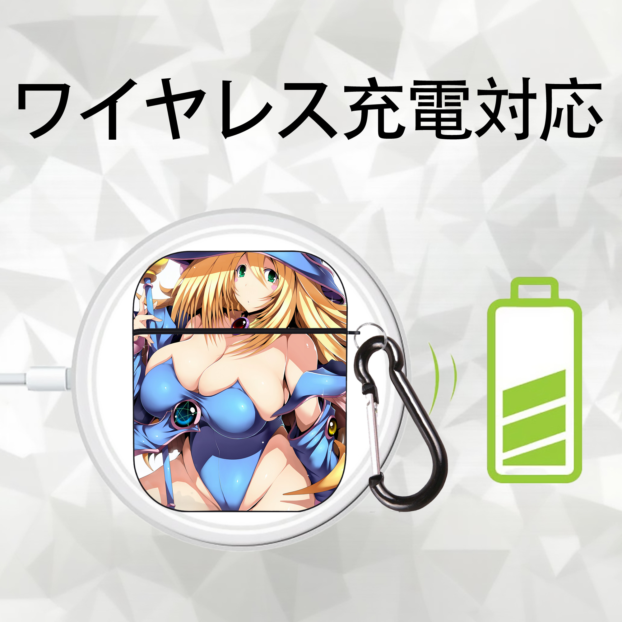 遊☆戯☆王 Yu-Gi-Oh! AirPods 第2世代保護ケース ハードシェル ブラック 耐衝撃・防指紋・カラビナ付き