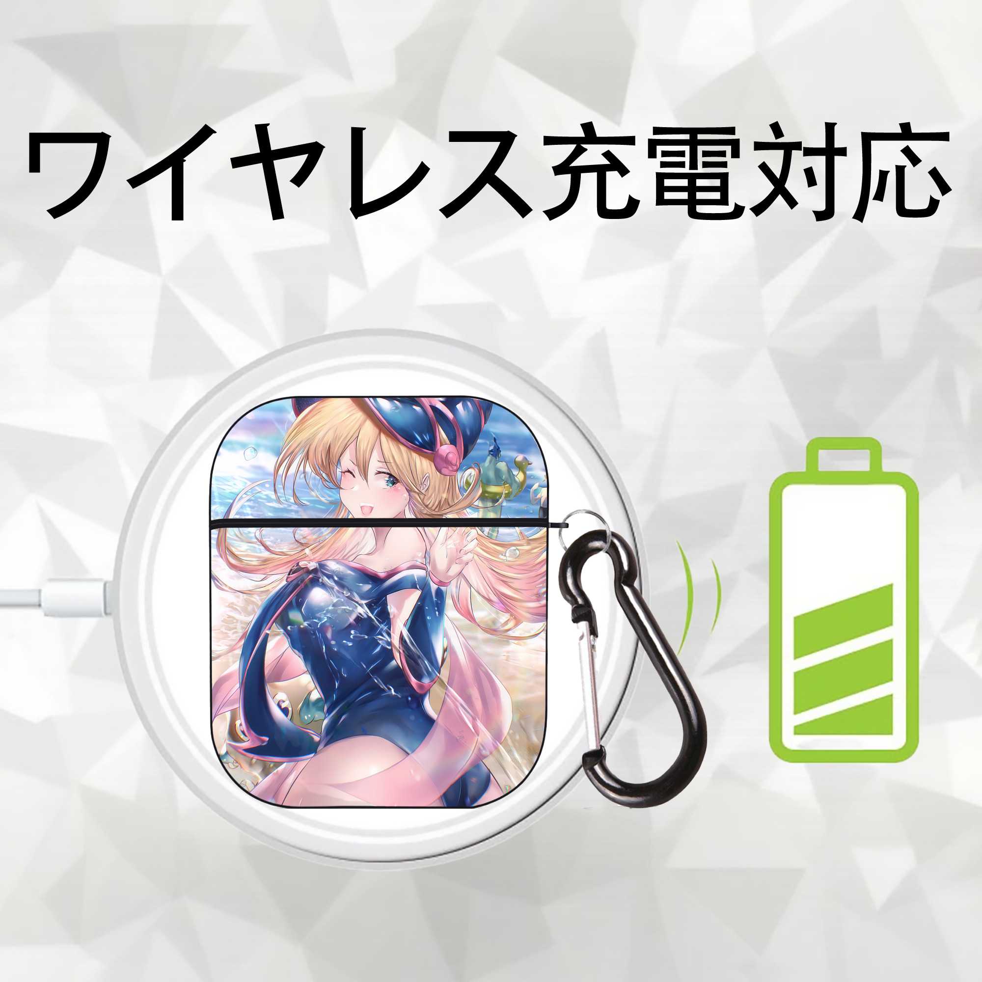 遊☆戯☆王 Yu-Gi-Oh! AirPods 第2世代保護ケース ハードシェル ブラック 耐衝撃・防指紋・カラビナ付き