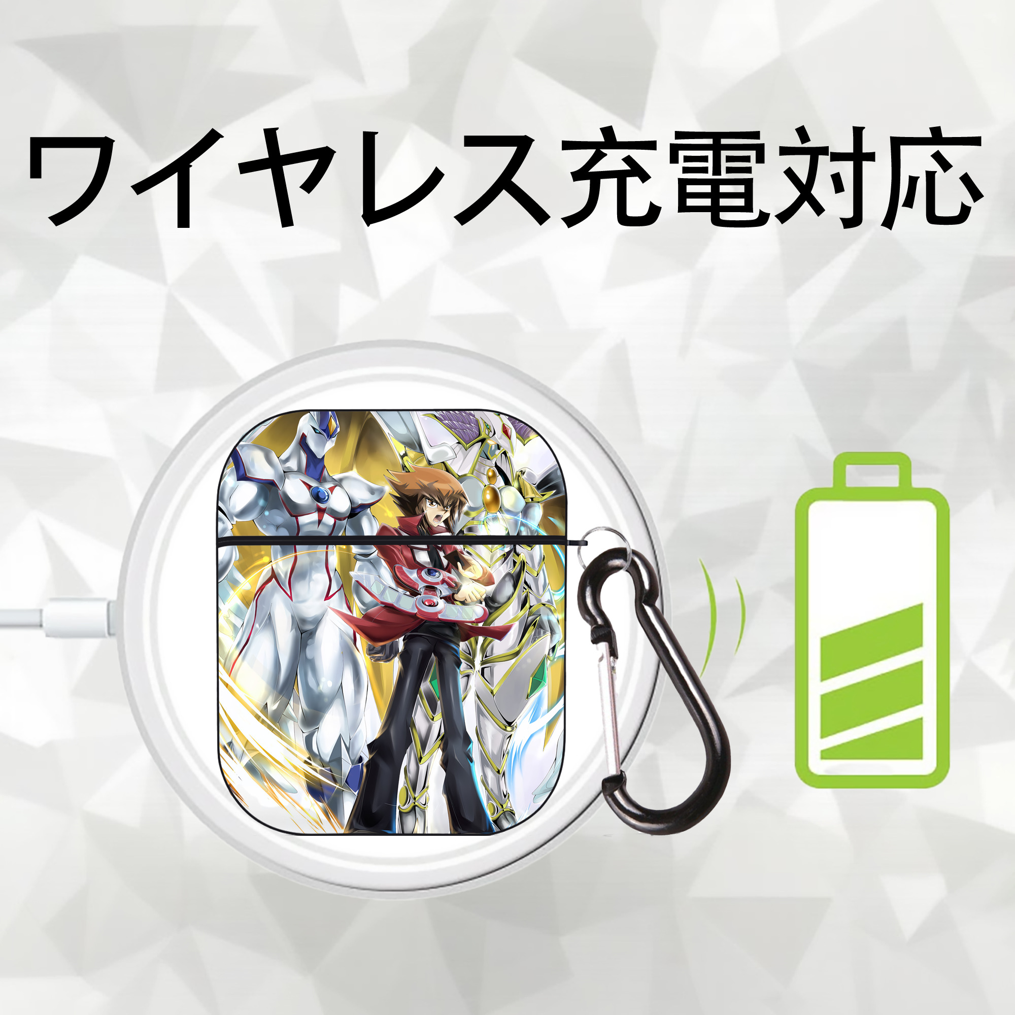 遊☆戯☆王 Yu-Gi-Oh! AirPods 第2世代保護ケース ハードシェル ブラック 耐衝撃・防指紋・カラビナ付き