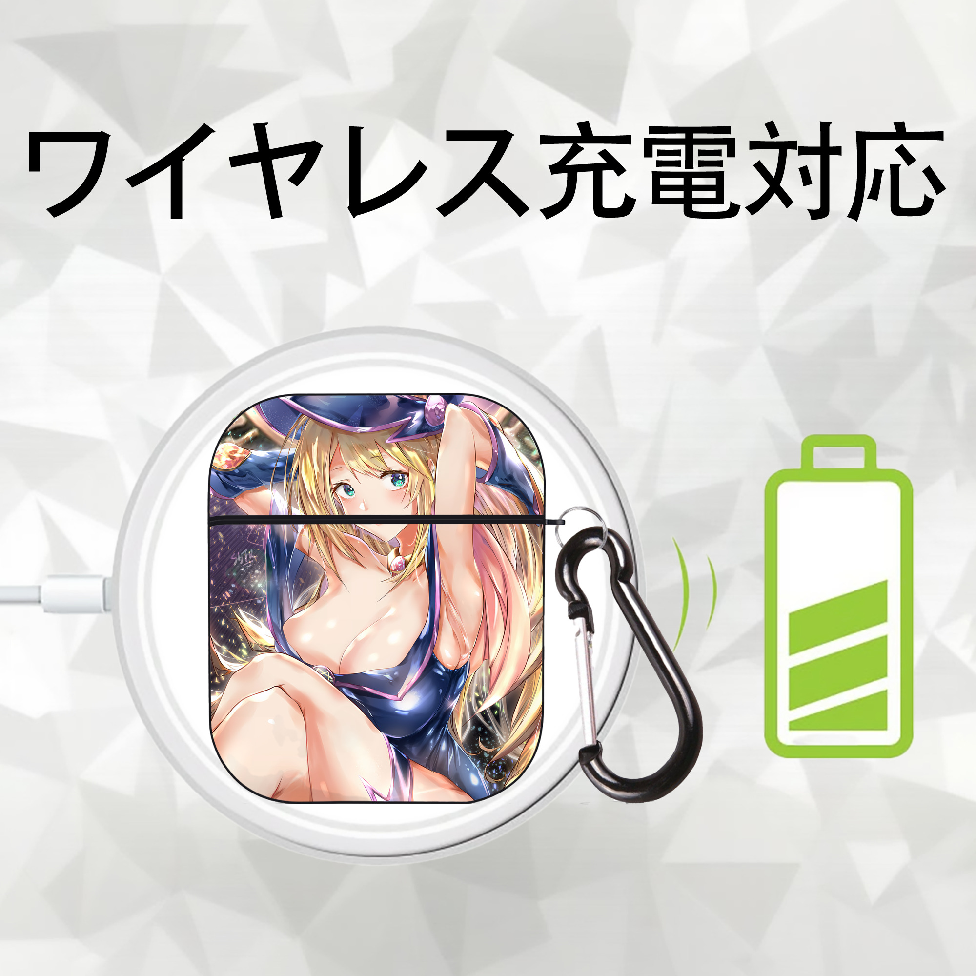 遊☆戯☆王 Yu-Gi-Oh! AirPods 第2世代保護ケース ハードシェル ブラック 耐衝撃・防指紋・カラビナ付き