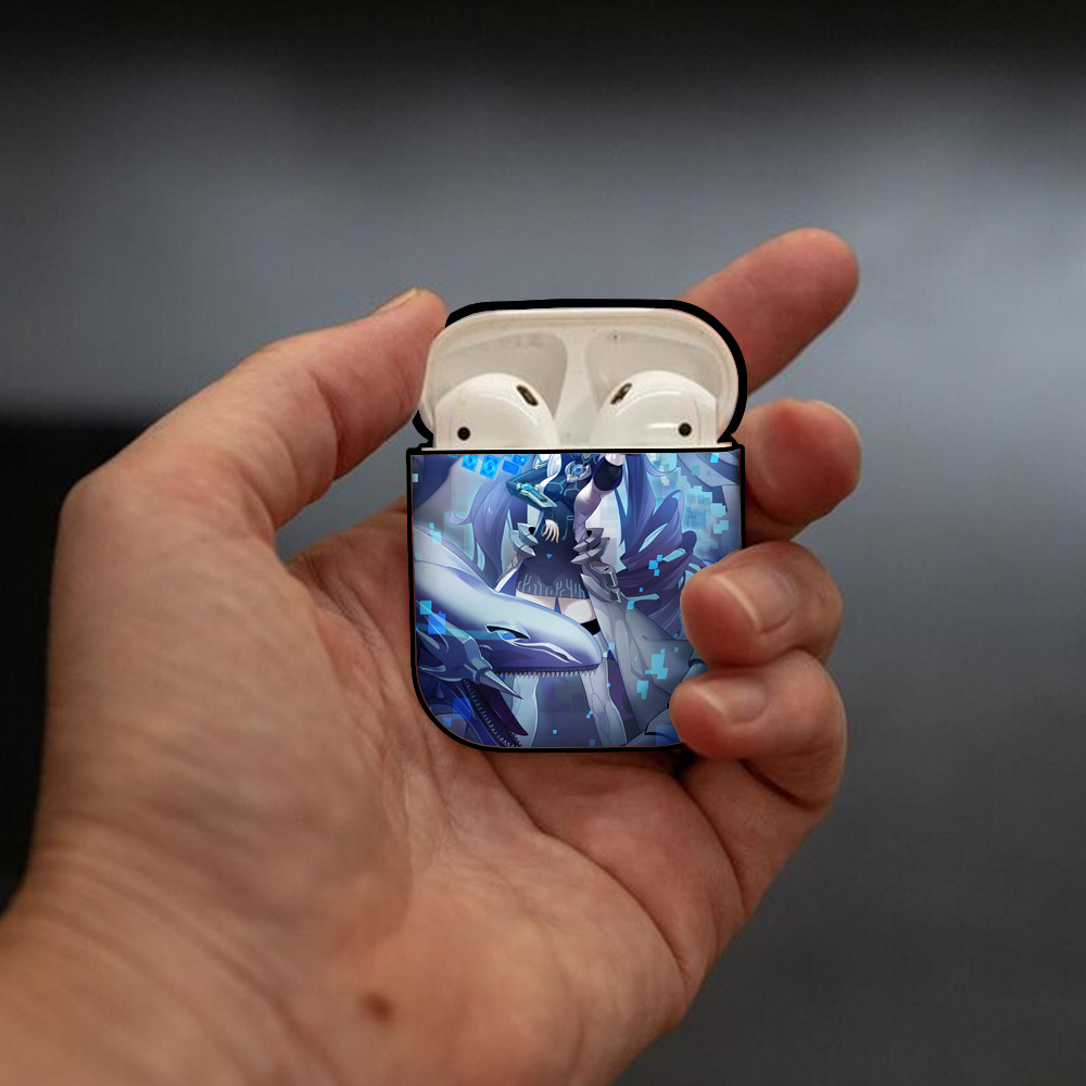 遊☆戯☆王 Yu-Gi-Oh! AirPods 第2世代保護ケース ハードシェル ブラック 耐衝撃・防指紋・カラビナ付き