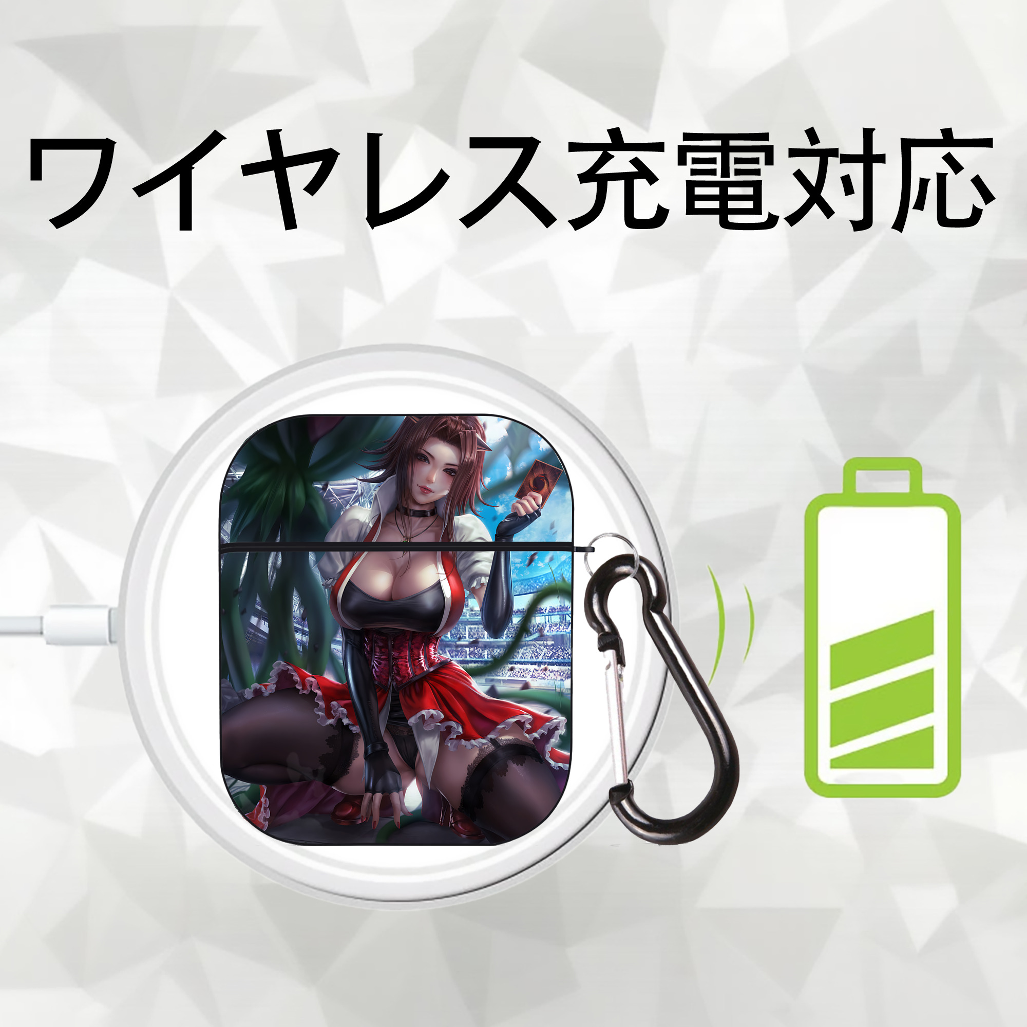 遊☆戯☆王 Yu-Gi-Oh! AirPods 第2世代保護ケース ハードシェル ブラック 耐衝撃・防指紋・カラビナ付き