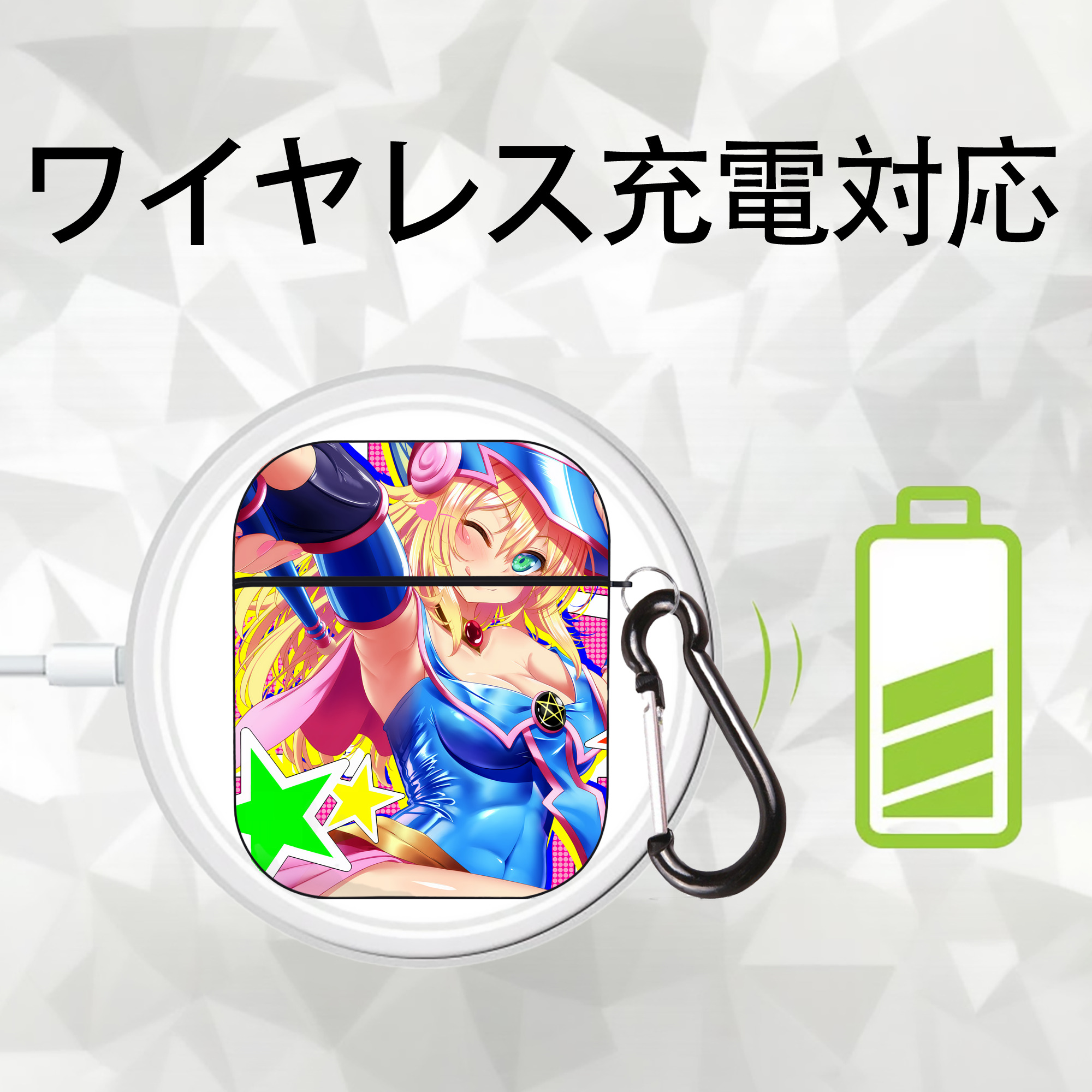 遊☆戯☆王 Yu-Gi-Oh! AirPods 第2世代保護ケース ハードシェル ブラック 耐衝撃・防指紋・カラビナ付き