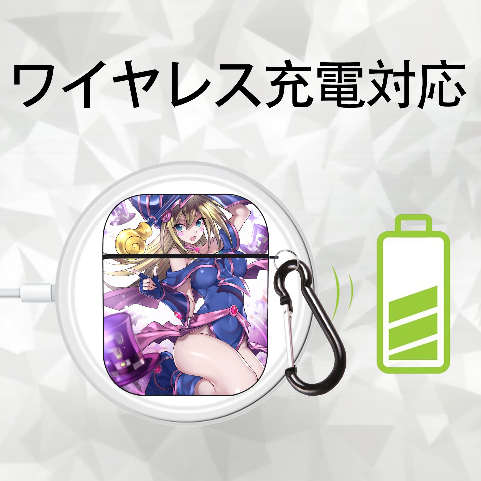 遊☆戯☆王 Yu-Gi-Oh! AirPods 第2世代保護ケース ハードシェル ブラック 耐衝撃・防指紋・カラビナ付き