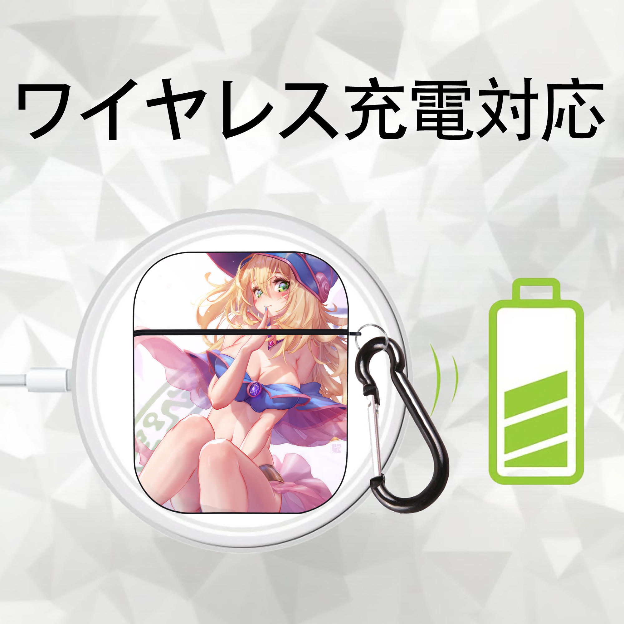遊☆戯☆王 Yu-Gi-Oh! AirPods 第2世代保護ケース ハードシェル ブラック 耐衝撃・防指紋・カラビナ付き