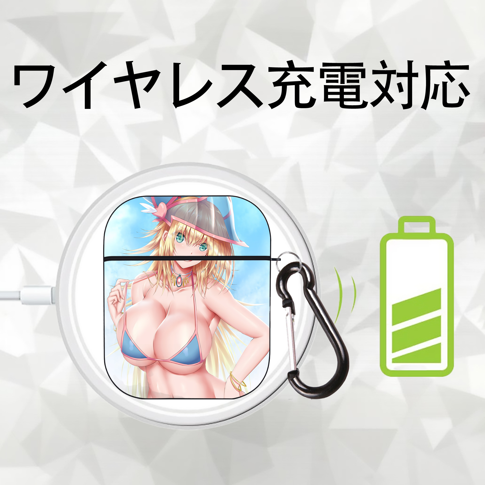 遊☆戯☆王 Yu-Gi-Oh! AirPods 第2世代保護ケース ハードシェル ブラック 耐衝撃・防指紋・カラビナ付き