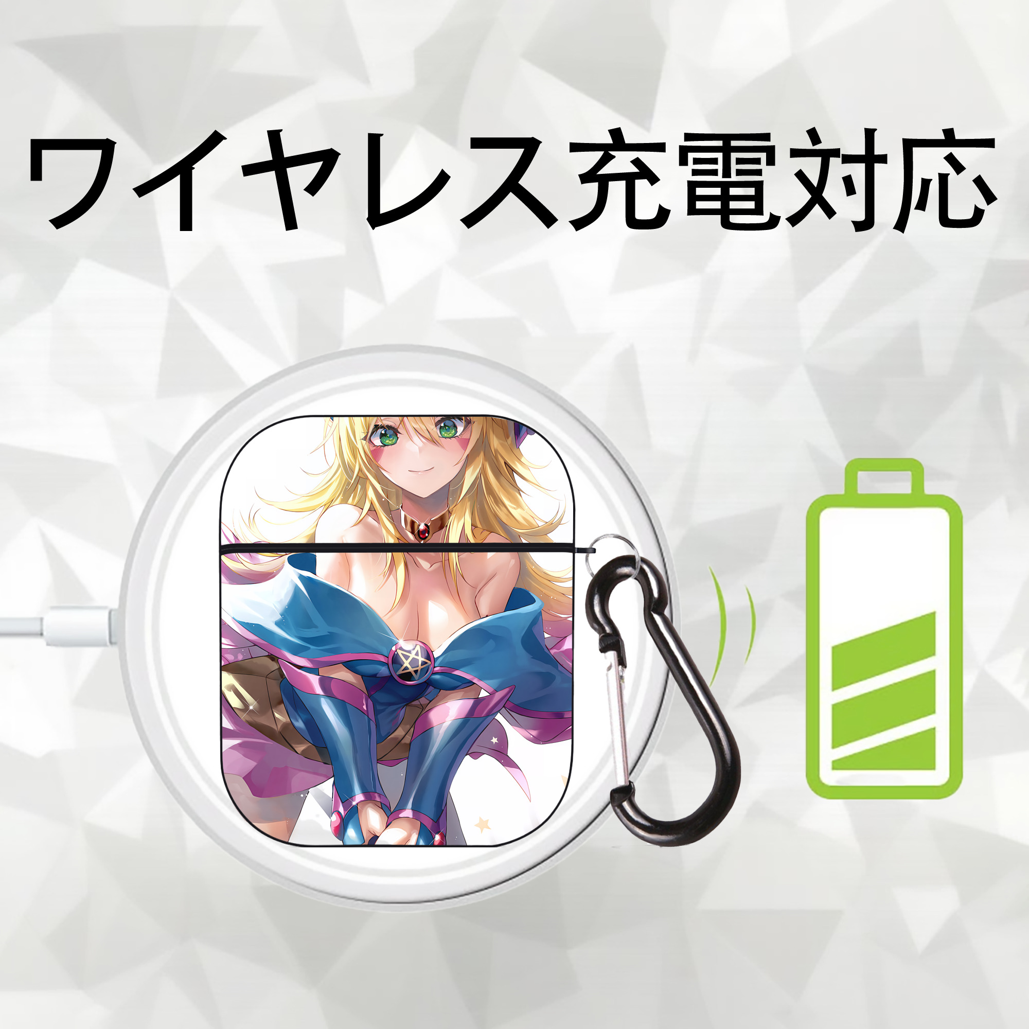 遊☆戯☆王 Yu-Gi-Oh! AirPods 第2世代保護ケース ハードシェル ブラック 耐衝撃・防指紋・カラビナ付き