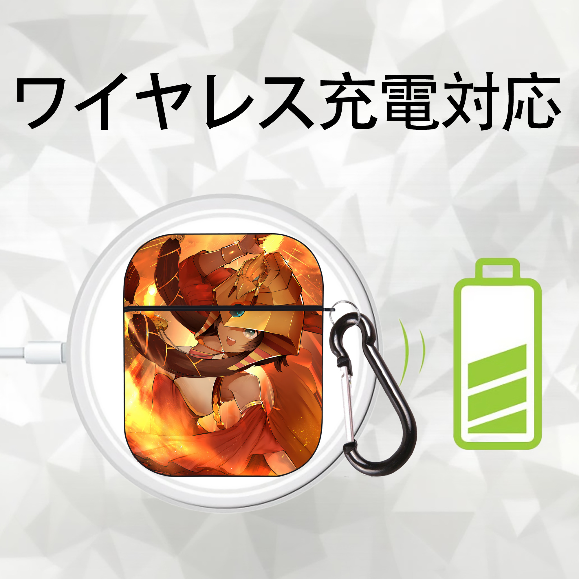 遊☆戯☆王 Yu-Gi-Oh! AirPods 第2世代保護ケース ハードシェル ブラック 耐衝撃・防指紋・カラビナ付き
