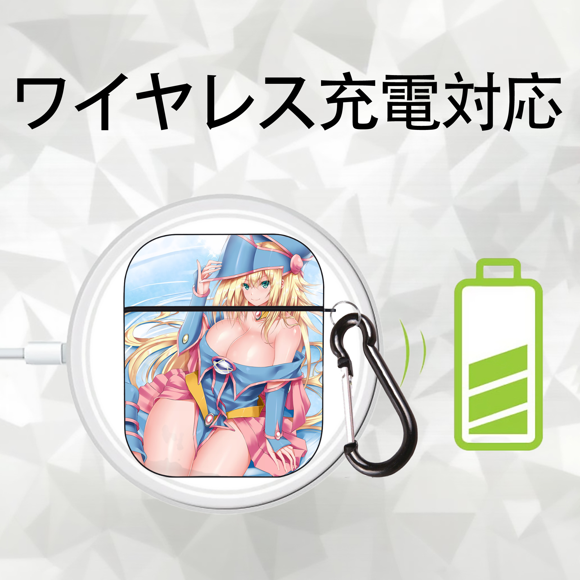 遊☆戯☆王 Yu-Gi-Oh! AirPods 第2世代保護ケース ハードシェル ブラック 耐衝撃・防指紋・カラビナ付き