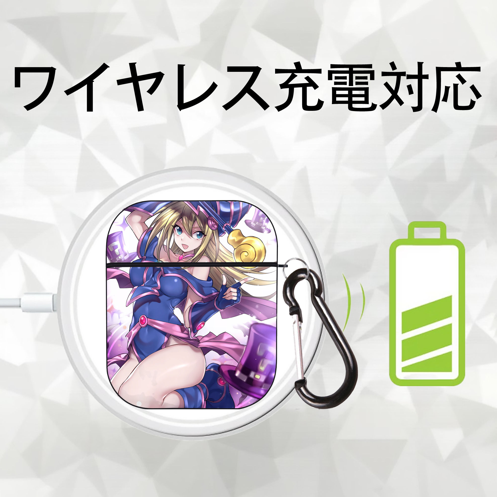 遊☆戯☆王 Yu-Gi-Oh! AirPods 第2世代保護ケース ハードシェル ブラック 耐衝撃・防指紋・カラビナ付き