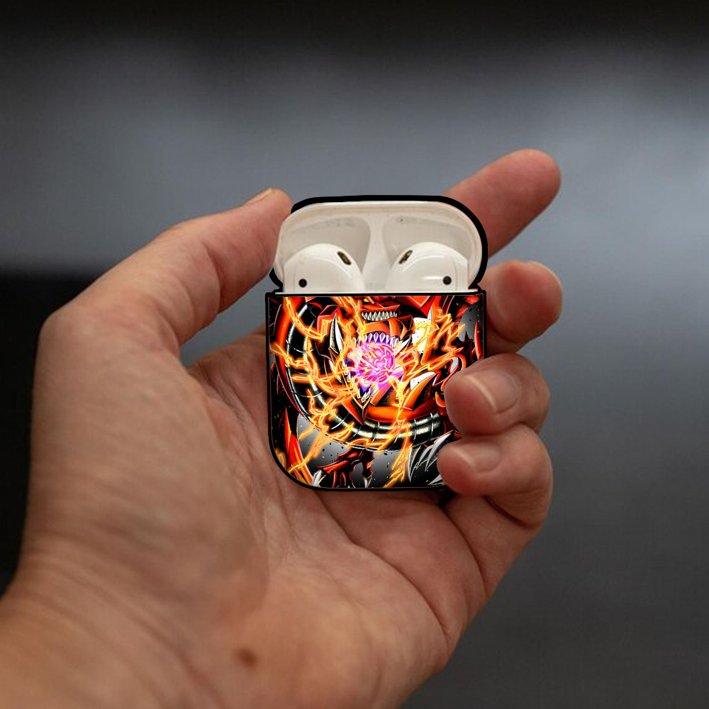 遊☆戯☆王 Yu-Gi-Oh! AirPods 第2世代保護ケース ハードシェル ブラック 耐衝撃・防指紋・カラビナ付き