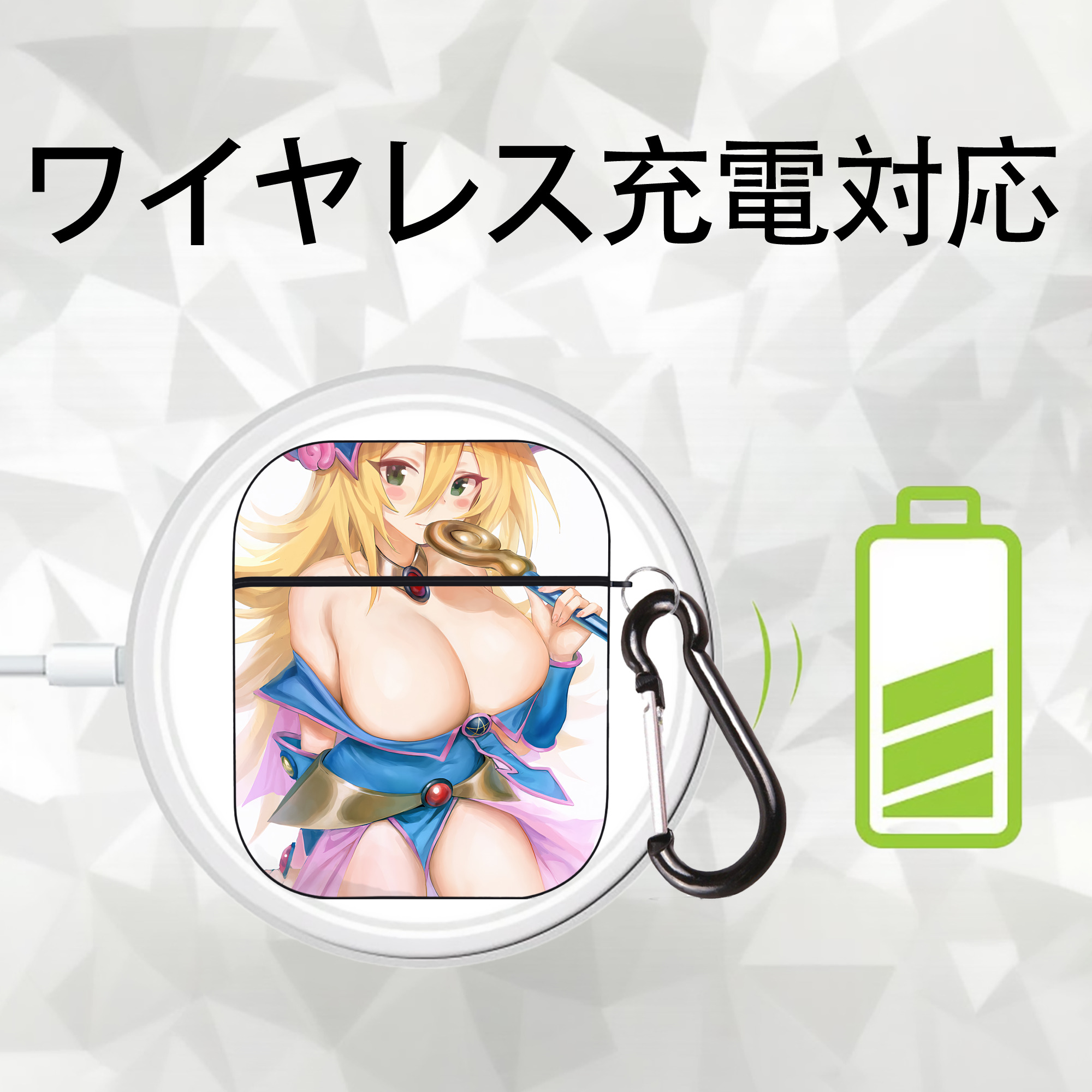 遊☆戯☆王 Yu-Gi-Oh! AirPods 第2世代保護ケース ハードシェル ブラック 耐衝撃・防指紋・カラビナ付き