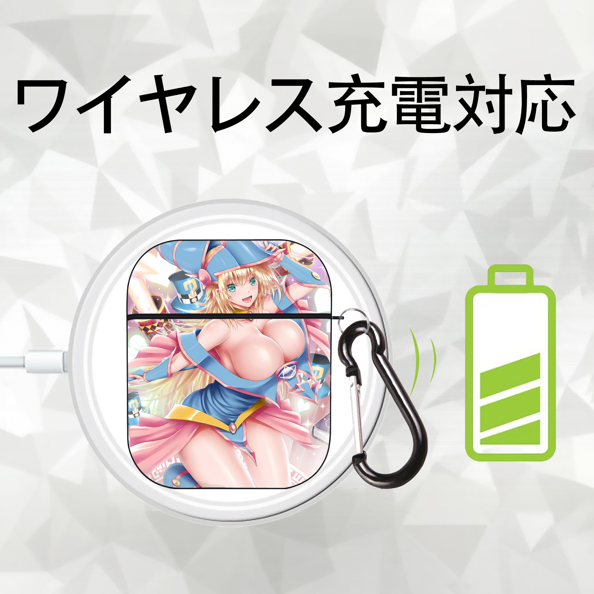 遊☆戯☆王 Yu-Gi-Oh! AirPods 第2世代保護ケース ハードシェル ブラック 耐衝撃・防指紋・カラビナ付き