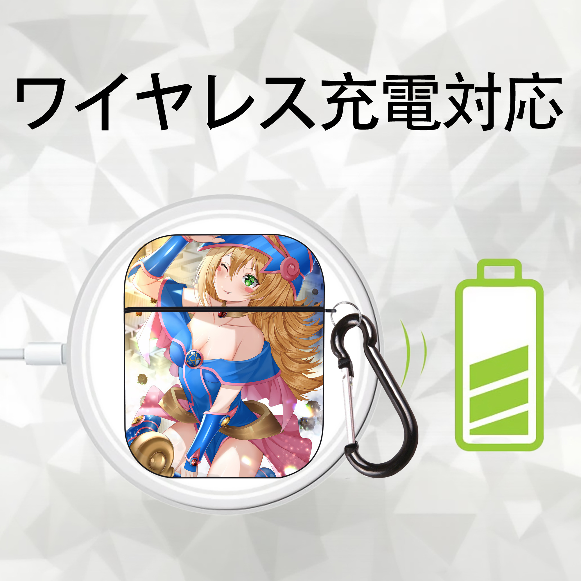 遊☆戯☆王 Yu-Gi-Oh! AirPods 第2世代保護ケース ハードシェル ブラック 耐衝撃・防指紋・カラビナ付き