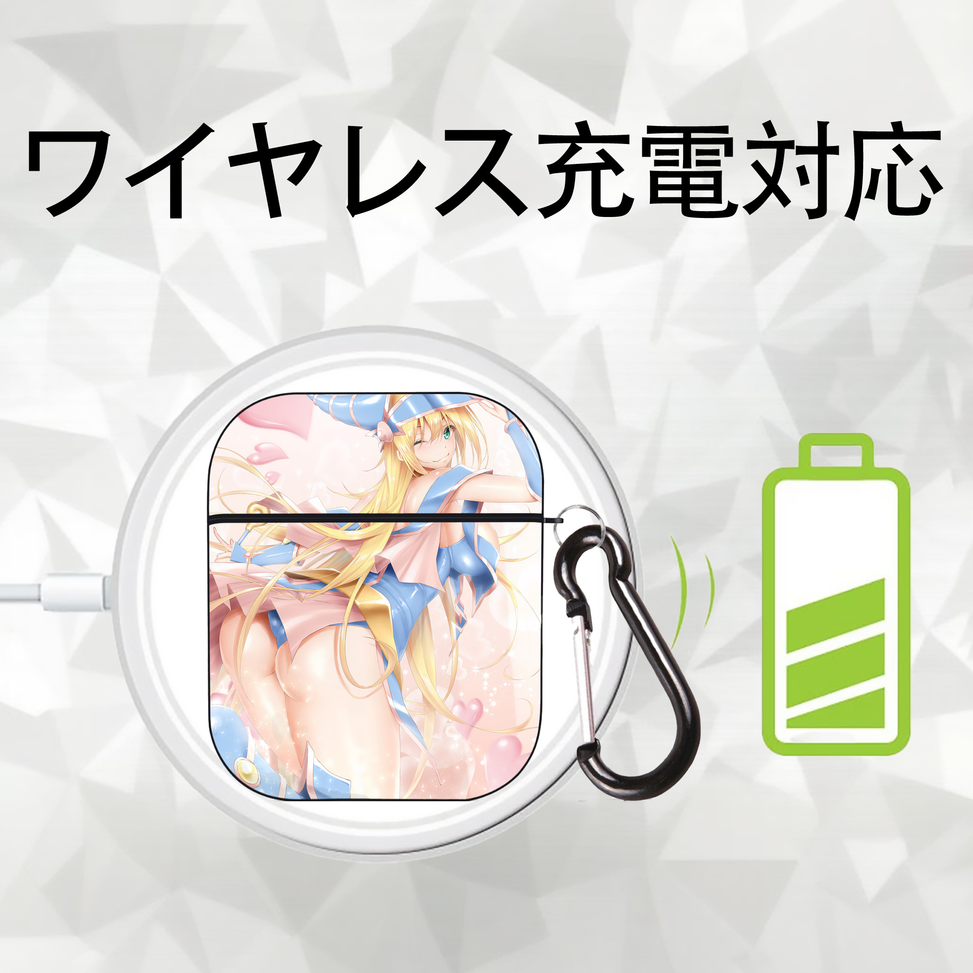 遊☆戯☆王 Yu-Gi-Oh! AirPods 第2世代保護ケース ハードシェル ブラック 耐衝撃・防指紋・カラビナ付き