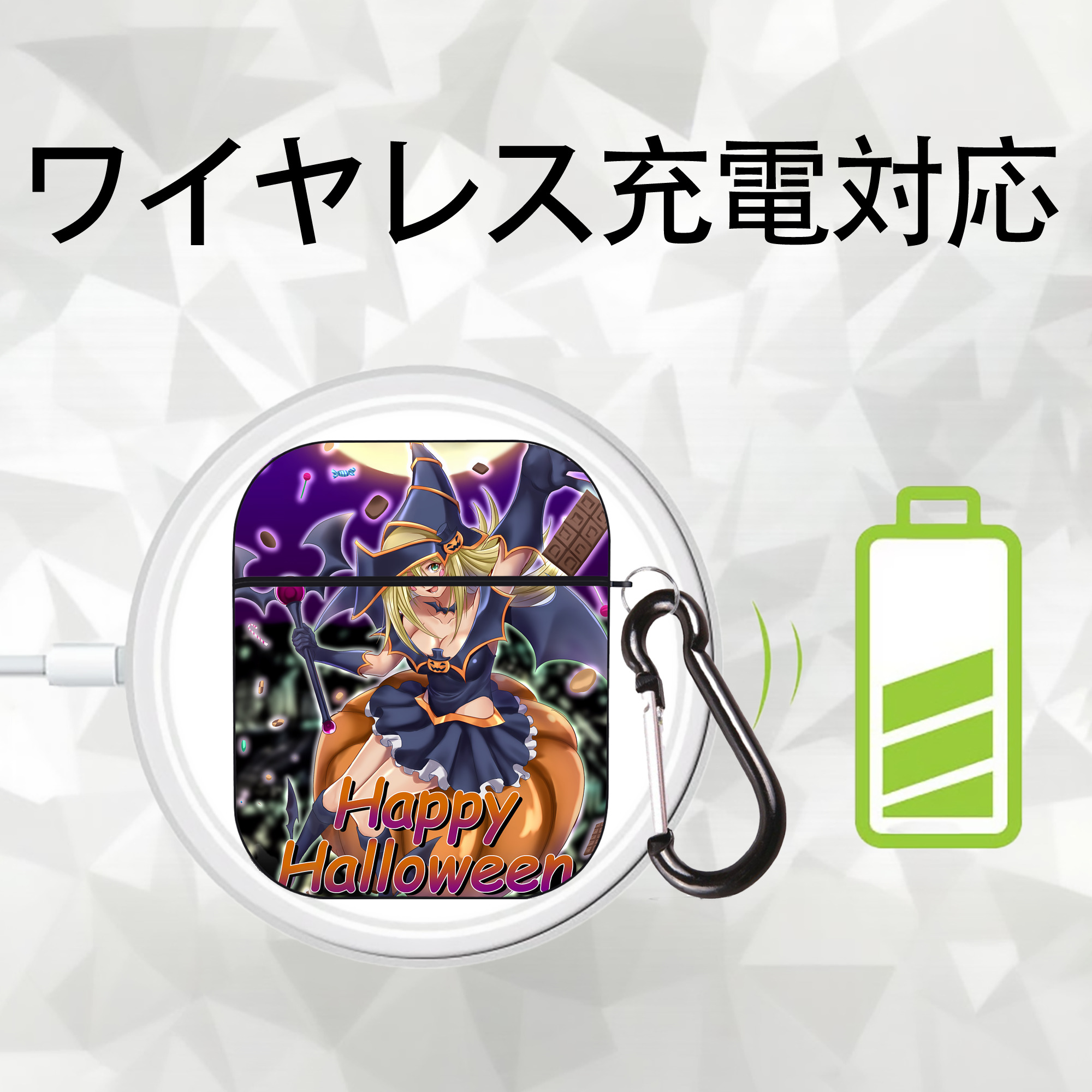 遊☆戯☆王 Yu-Gi-Oh! AirPods 第2世代保護ケース ハードシェル ブラック 耐衝撃・防指紋・カラビナ付き