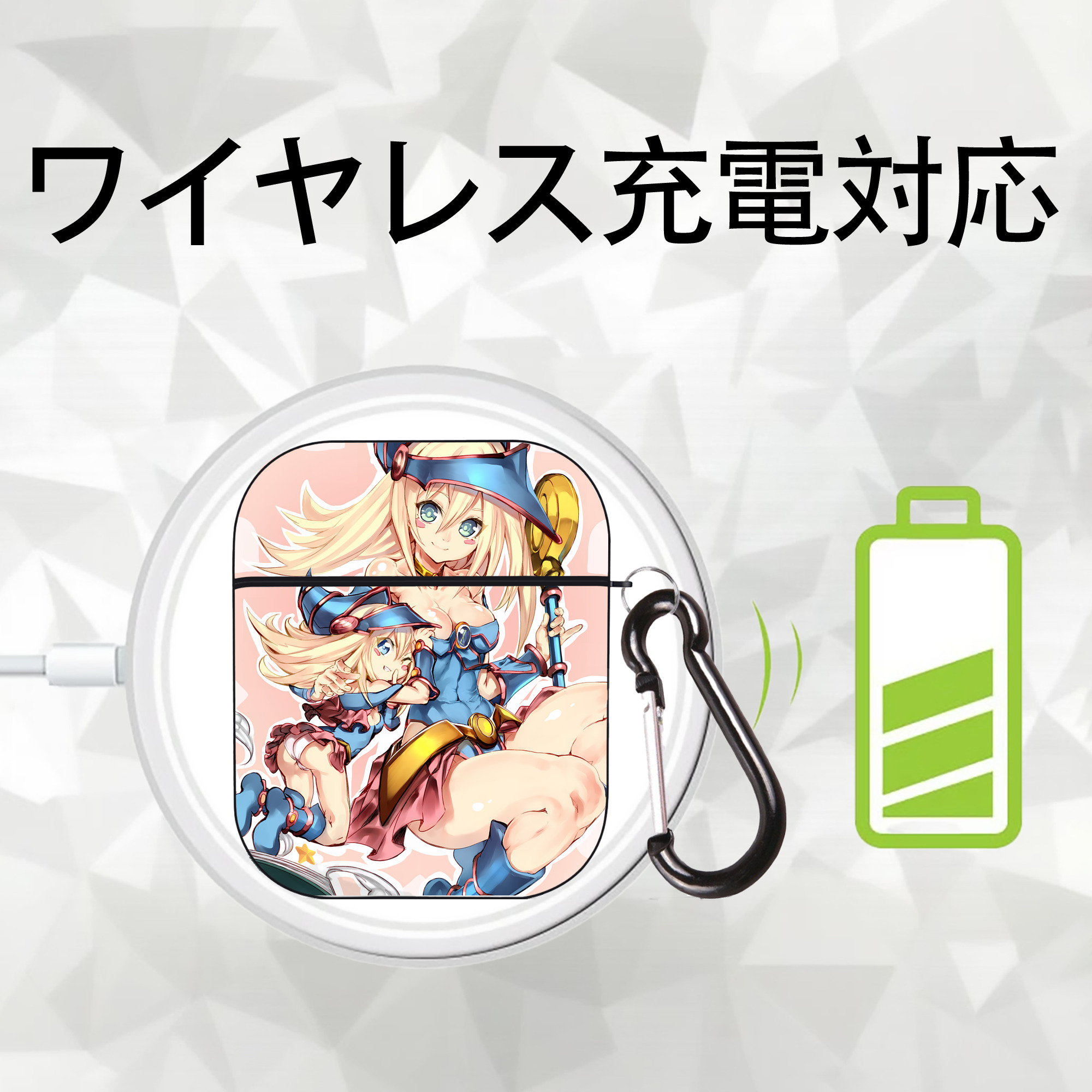 遊☆戯☆王 Yu-Gi-Oh! AirPods 第2世代保護ケース ハードシェル ブラック 耐衝撃・防指紋・カラビナ付き
