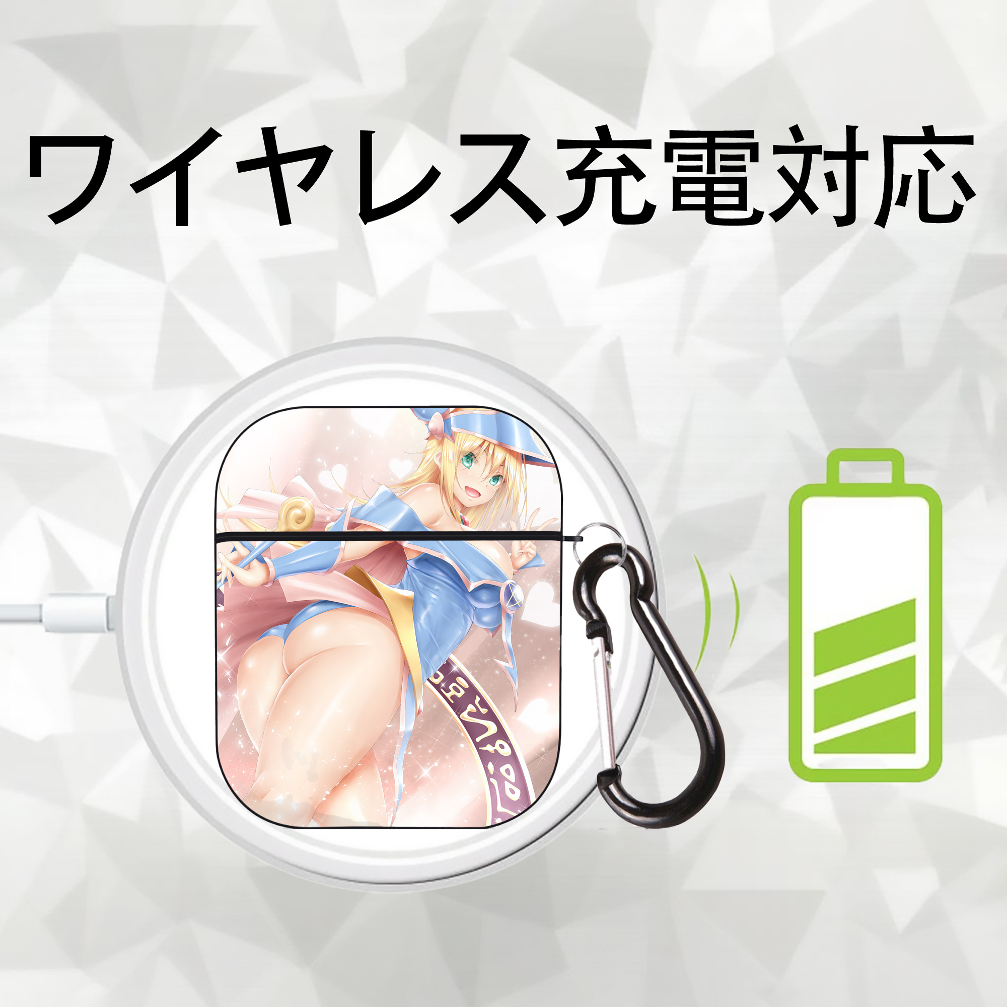 遊☆戯☆王 Yu-Gi-Oh! AirPods 第2世代保護ケース ハードシェル ブラック 耐衝撃・防指紋・カラビナ付き