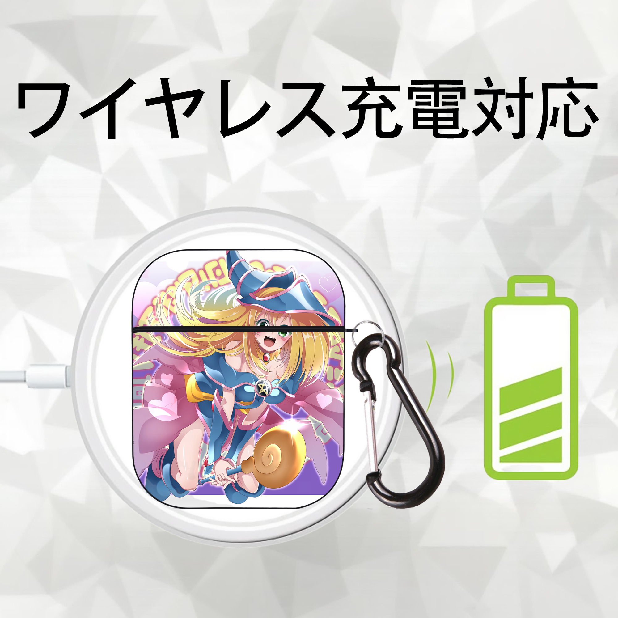 遊☆戯☆王 Yu-Gi-Oh! AirPods 第2世代保護ケース ハードシェル ブラック 耐衝撃・防指紋・カラビナ付き