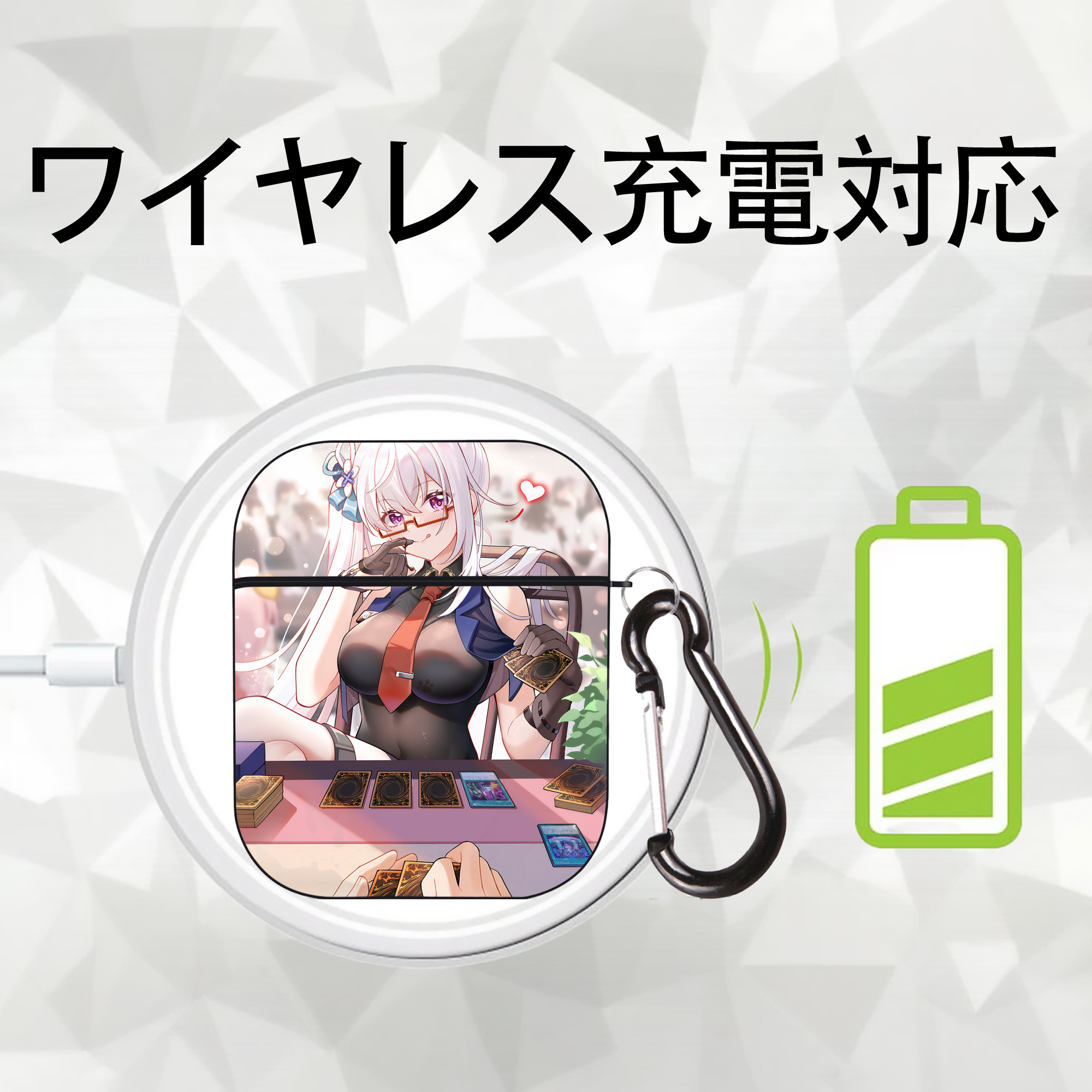 遊☆戯☆王 Yu-Gi-Oh! AirPods 第2世代保護ケース ハードシェル ブラック 耐衝撃・防指紋・カラビナ付き