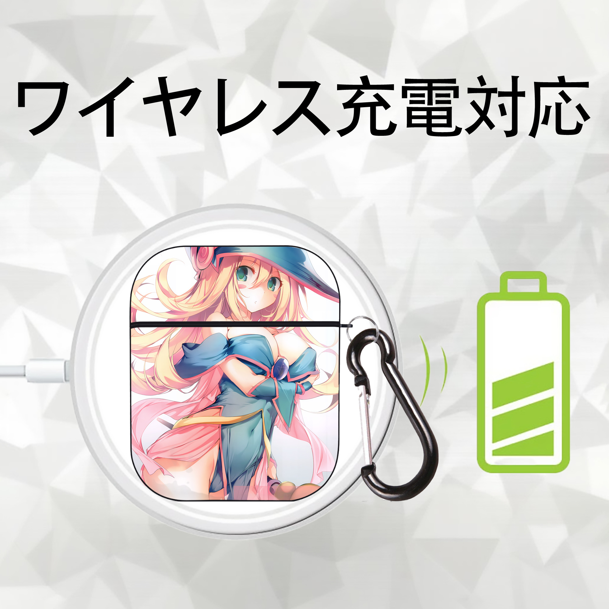 遊☆戯☆王 Yu-Gi-Oh! AirPods 第2世代保護ケース ハードシェル ブラック 耐衝撃・防指紋・カラビナ付き