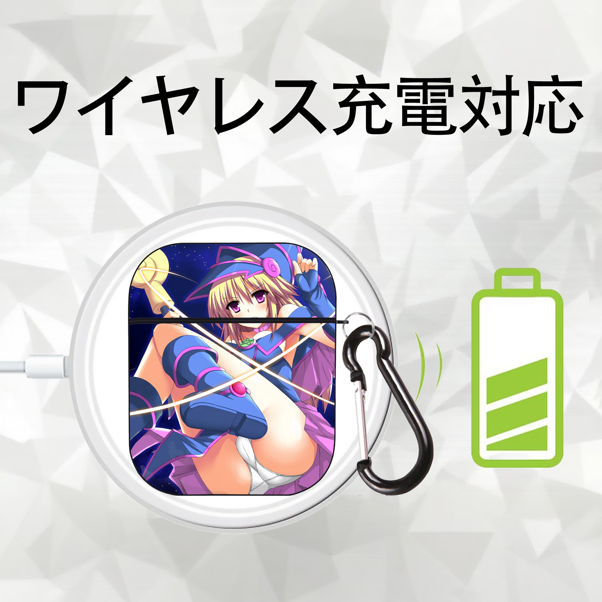 遊☆戯☆王 Yu-Gi-Oh! AirPods 第2世代保護ケース ハードシェル ブラック 耐衝撃・防指紋・カラビナ付き