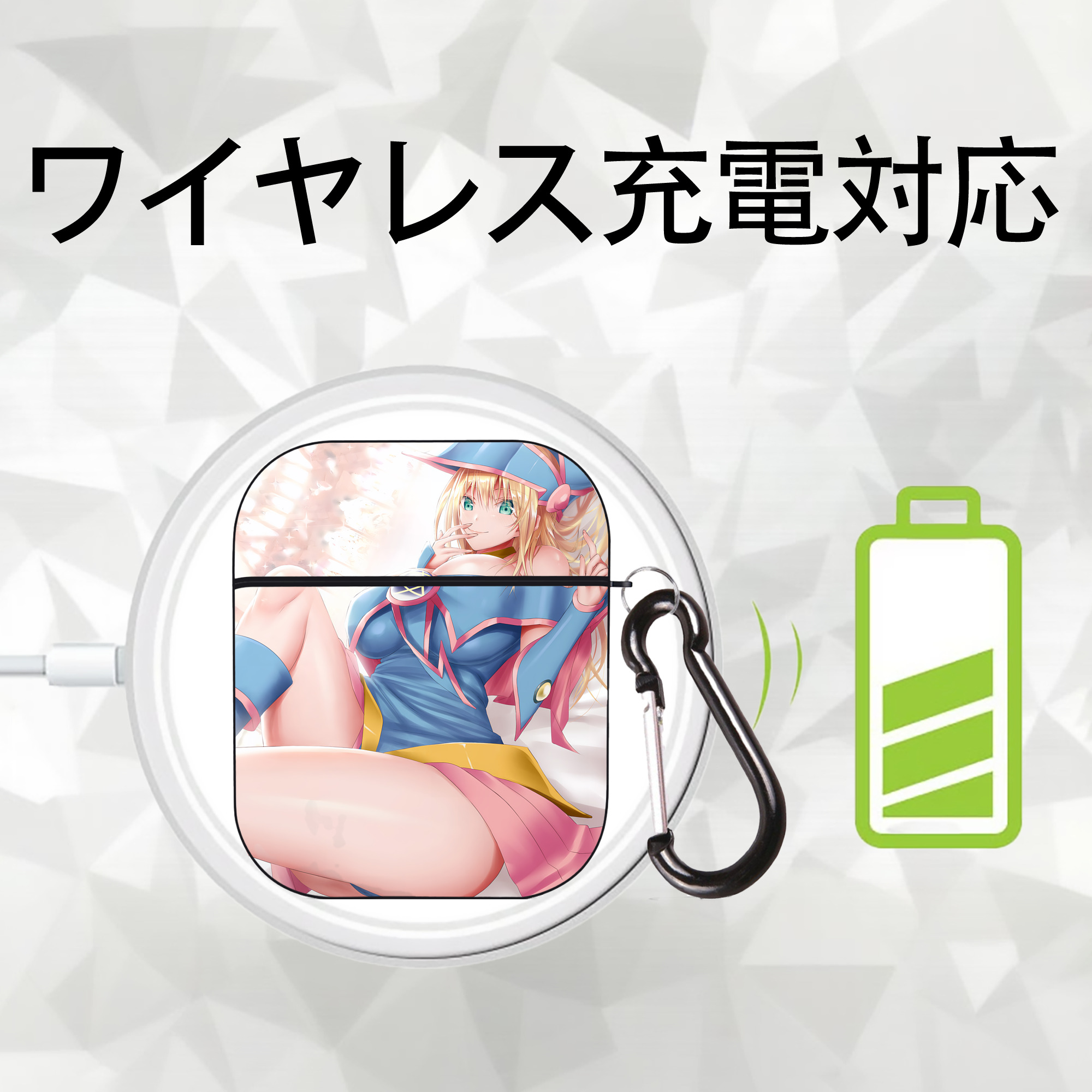 遊☆戯☆王 Yu-Gi-Oh! AirPods 第2世代保護ケース ハードシェル ブラック 耐衝撃・防指紋・カラビナ付き