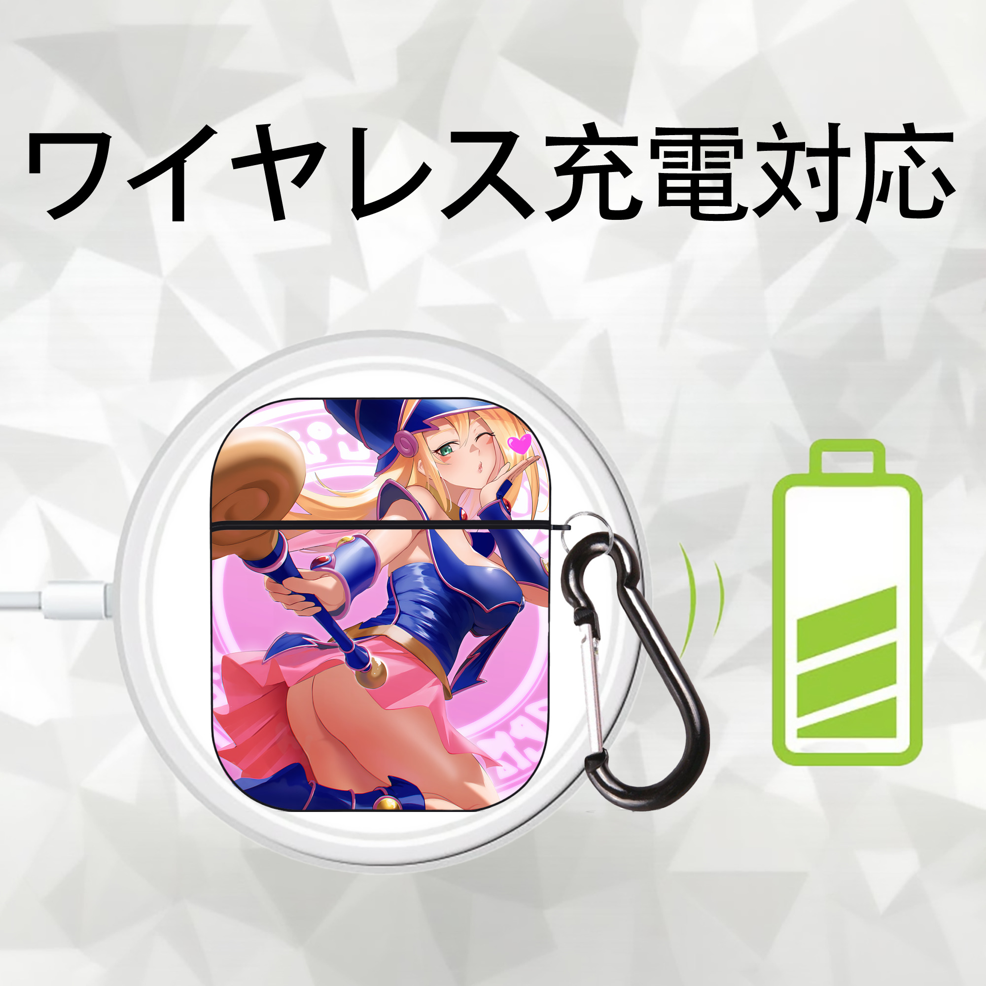 遊☆戯☆王 Yu-Gi-Oh! AirPods 第2世代保護ケース ハードシェル ブラック 耐衝撃・防指紋・カラビナ付き