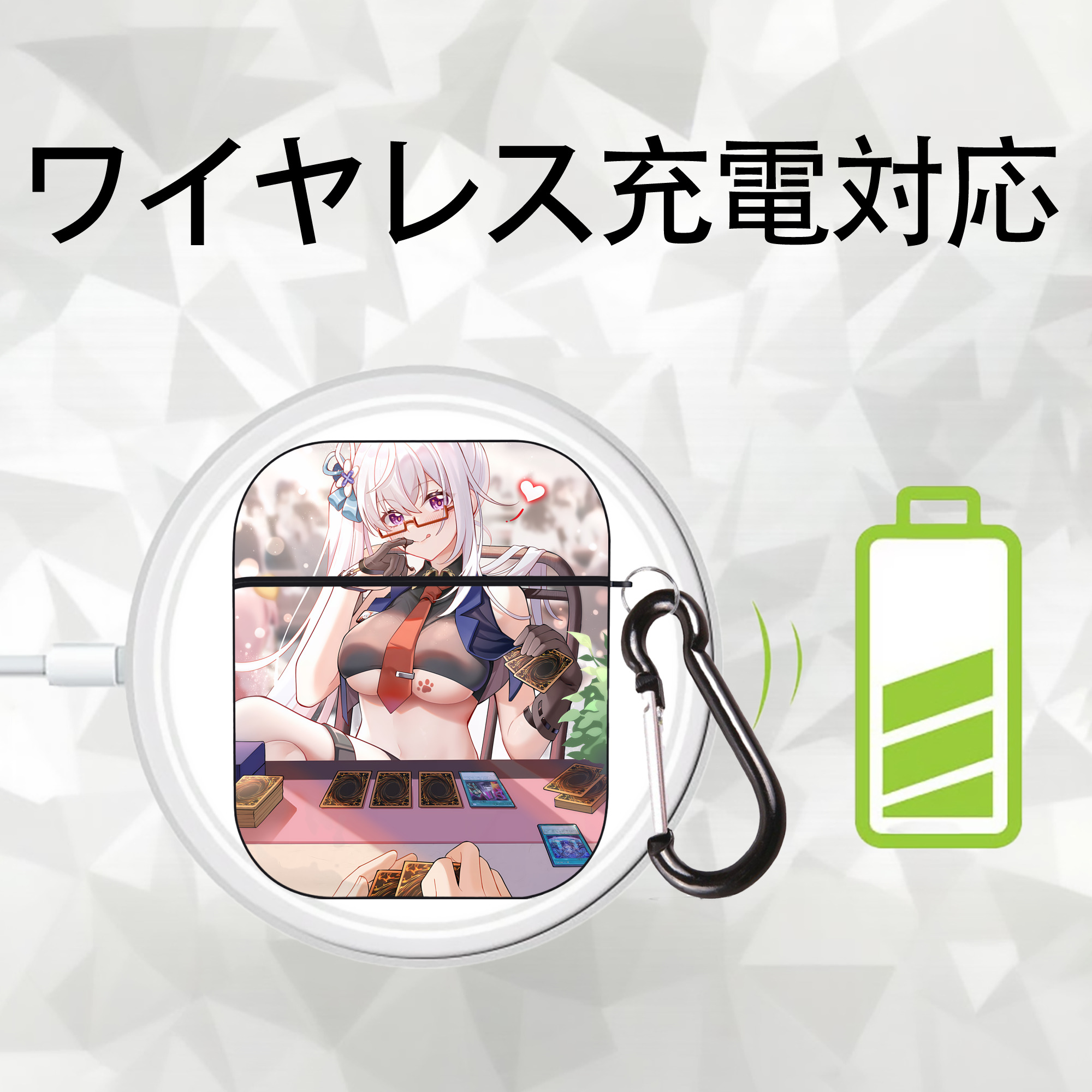 遊☆戯☆王 Yu-Gi-Oh! AirPods 第2世代保護ケース ハードシェル ブラック 耐衝撃・防指紋・カラビナ付き
