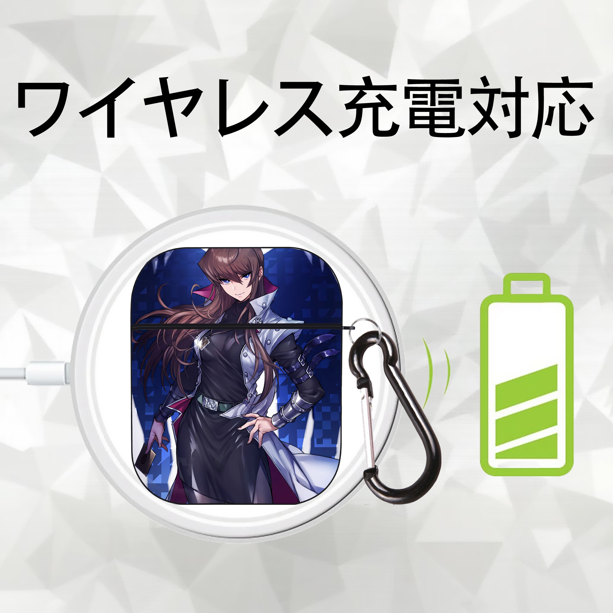 遊☆戯☆王 Yu-Gi-Oh! AirPods 第2世代保護ケース ハードシェル ブラック 耐衝撃・防指紋・カラビナ付き