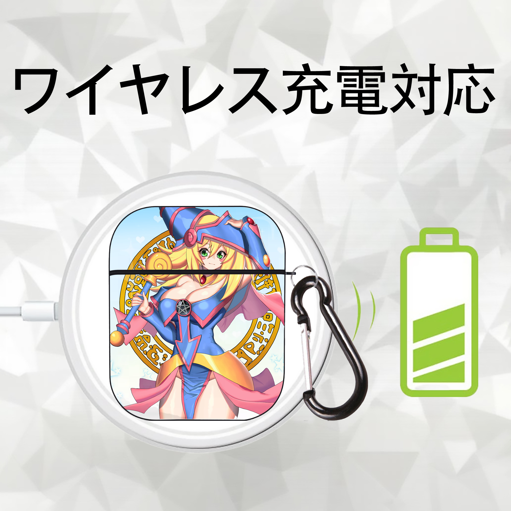 遊☆戯☆王 Yu-Gi-Oh! AirPods 第2世代保護ケース ハードシェル ブラック 耐衝撃・防指紋・カラビナ付き
