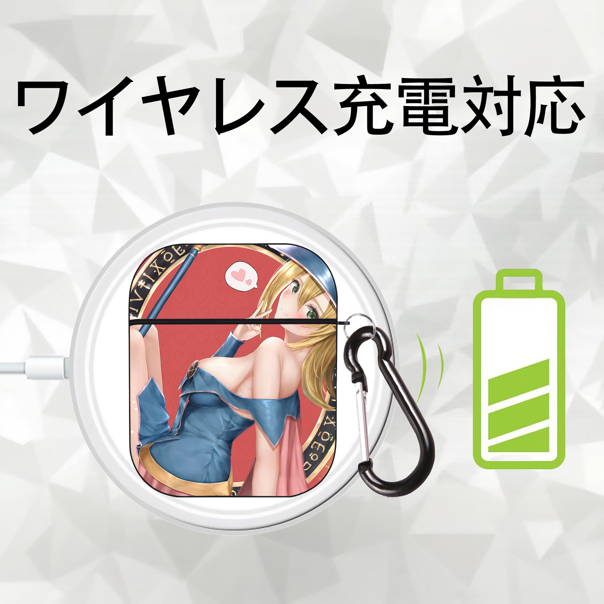 遊☆戯☆王 Yu-Gi-Oh! AirPods 第2世代保護ケース ハードシェル ブラック 耐衝撃・防指紋・カラビナ付き