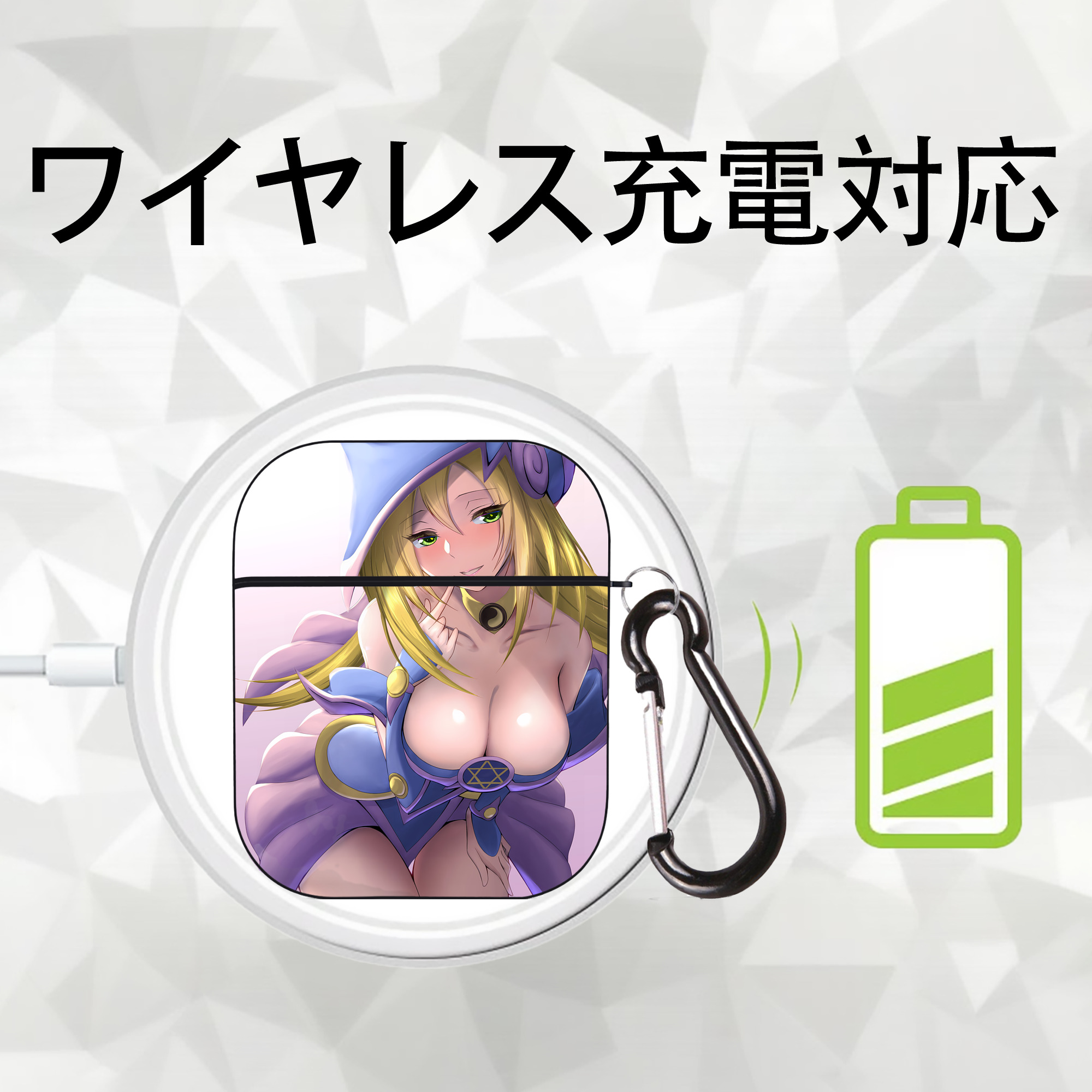 遊☆戯☆王 Yu-Gi-Oh! AirPods 第2世代保護ケース ハードシェル ブラック 耐衝撃・防指紋・カラビナ付き