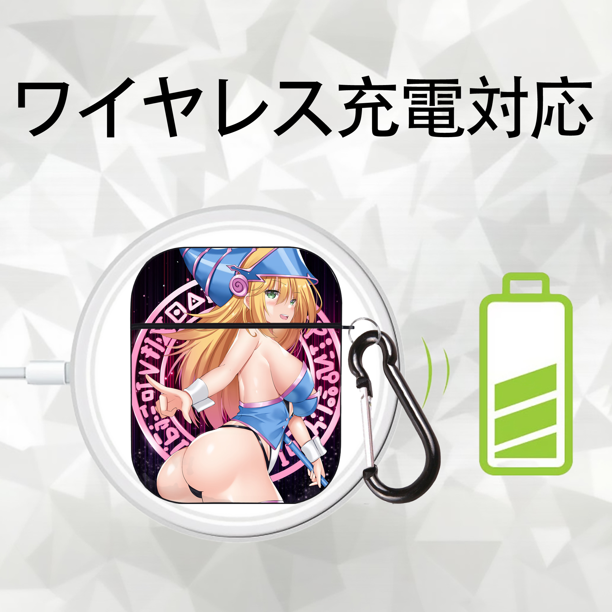 遊☆戯☆王 Yu-Gi-Oh! AirPods 第2世代保護ケース ハードシェル ブラック 耐衝撃・防指紋・カラビナ付き