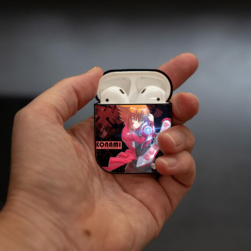 遊☆戯☆王 Yu-Gi-Oh! AirPods 第2世代保護ケース ハードシェル ブラック 耐衝撃・防指紋・カラビナ付き