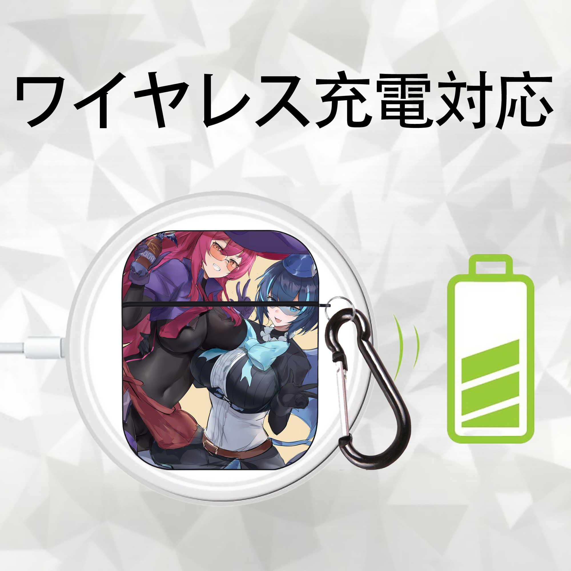 遊☆戯☆王 Yu-Gi-Oh! AirPods 第2世代保護ケース ハードシェル ブラック 耐衝撃・防指紋・カラビナ付き