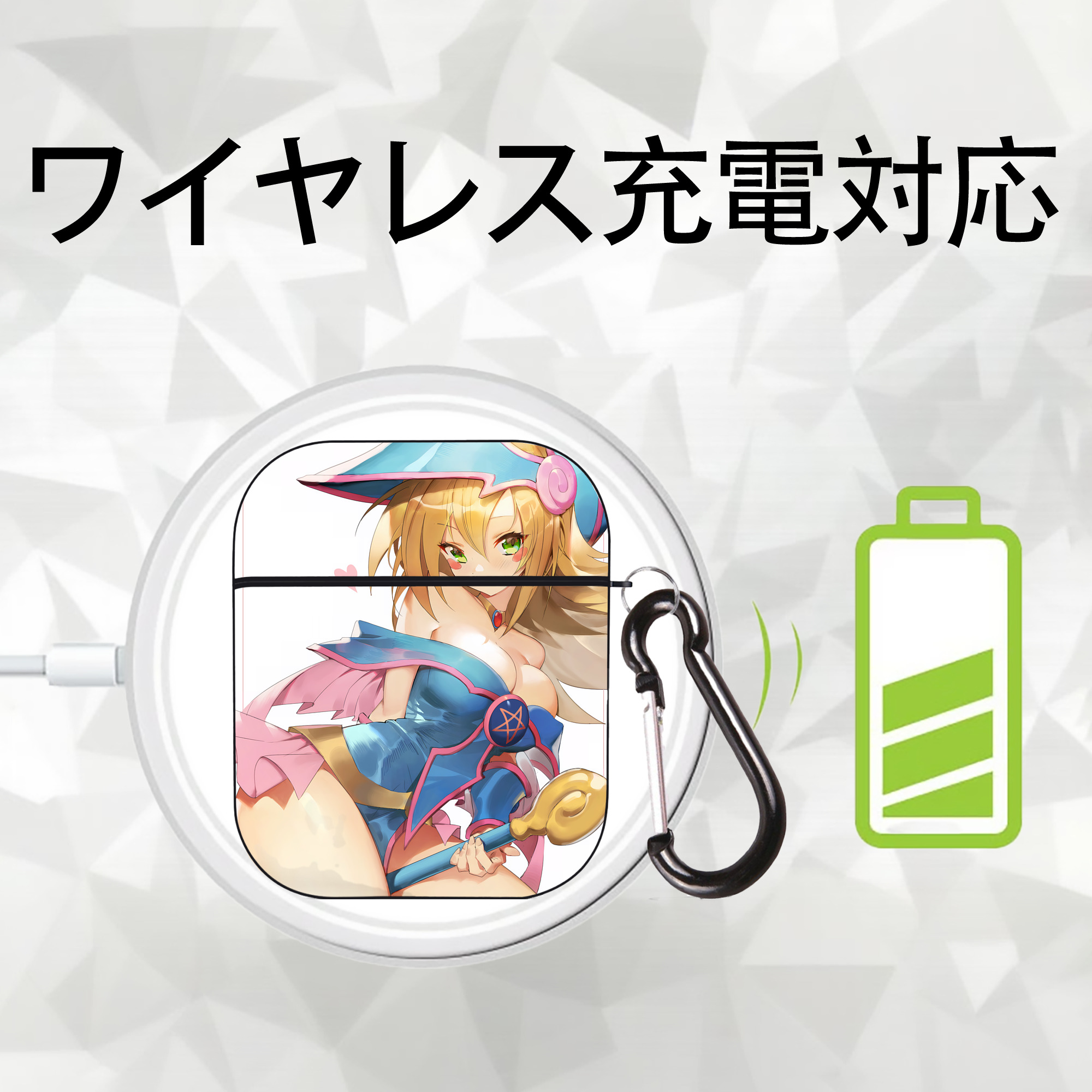 遊☆戯☆王 Yu-Gi-Oh! AirPods 第2世代保護ケース ハードシェル ブラック 耐衝撃・防指紋・カラビナ付き